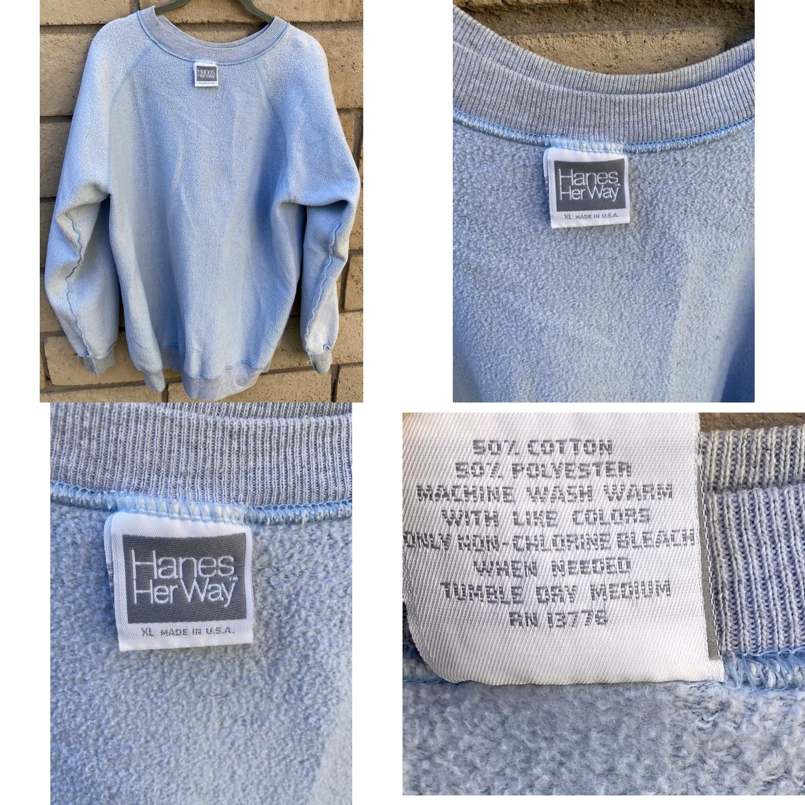 Vintage VINTAGE Hanes Her Way Graphic Sweatshirt Raglan Blue XL Ladies Crew Neck, Flower Print, Long Sleeve, Pullover, Raglan Sweatshirt, Vintage Size XL / US 12-14 / IT 48-50 - 9 Thumbnail