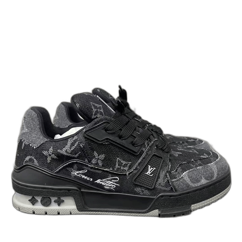 Louis Vuitton LV Trainer Black Denim Sneakers-yf