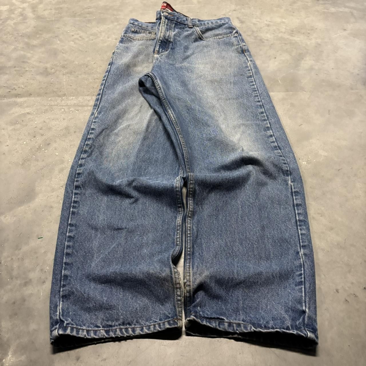 Japanese Brand × Vintage Crazy Vintage Y2K/2000s Baggy Medium Wash Skater Style Denim Jeans! Size US 38 / EU 54 - 3 Thumbnail