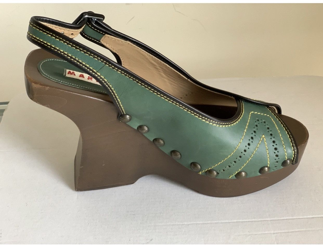 Marni Marni Leather Platform Wedge Sandals Size US 10 / IT 40 - 5 Thumbnail