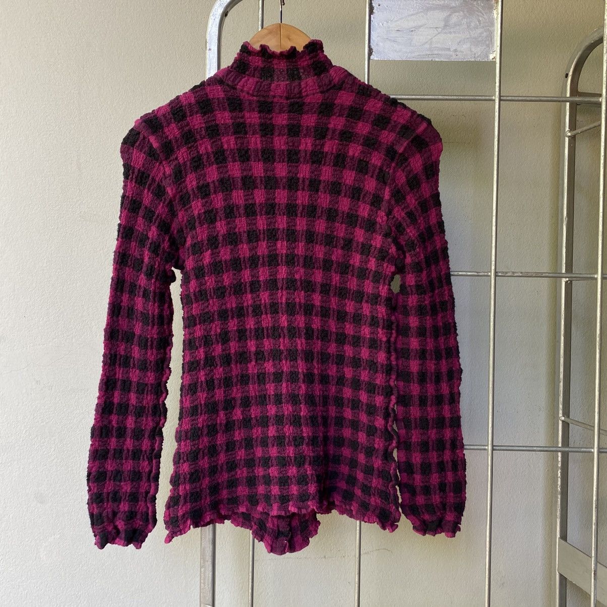 Issey Miyake Me ISSEY IYAKE Pink & Black Check Ruffle Shirt Size M / US 6-8 / IT 42-44 - 11 Thumbnail