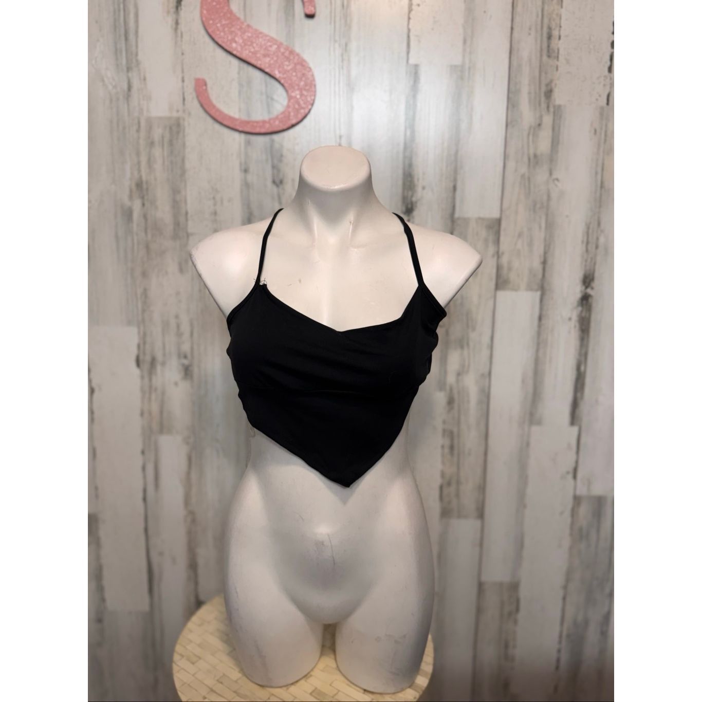 Other Blue Blush Black Handkerchief Crop Top Criss Cross Tie Back size Small Size S / US 4 / IT 40 - 2 Thumbnail