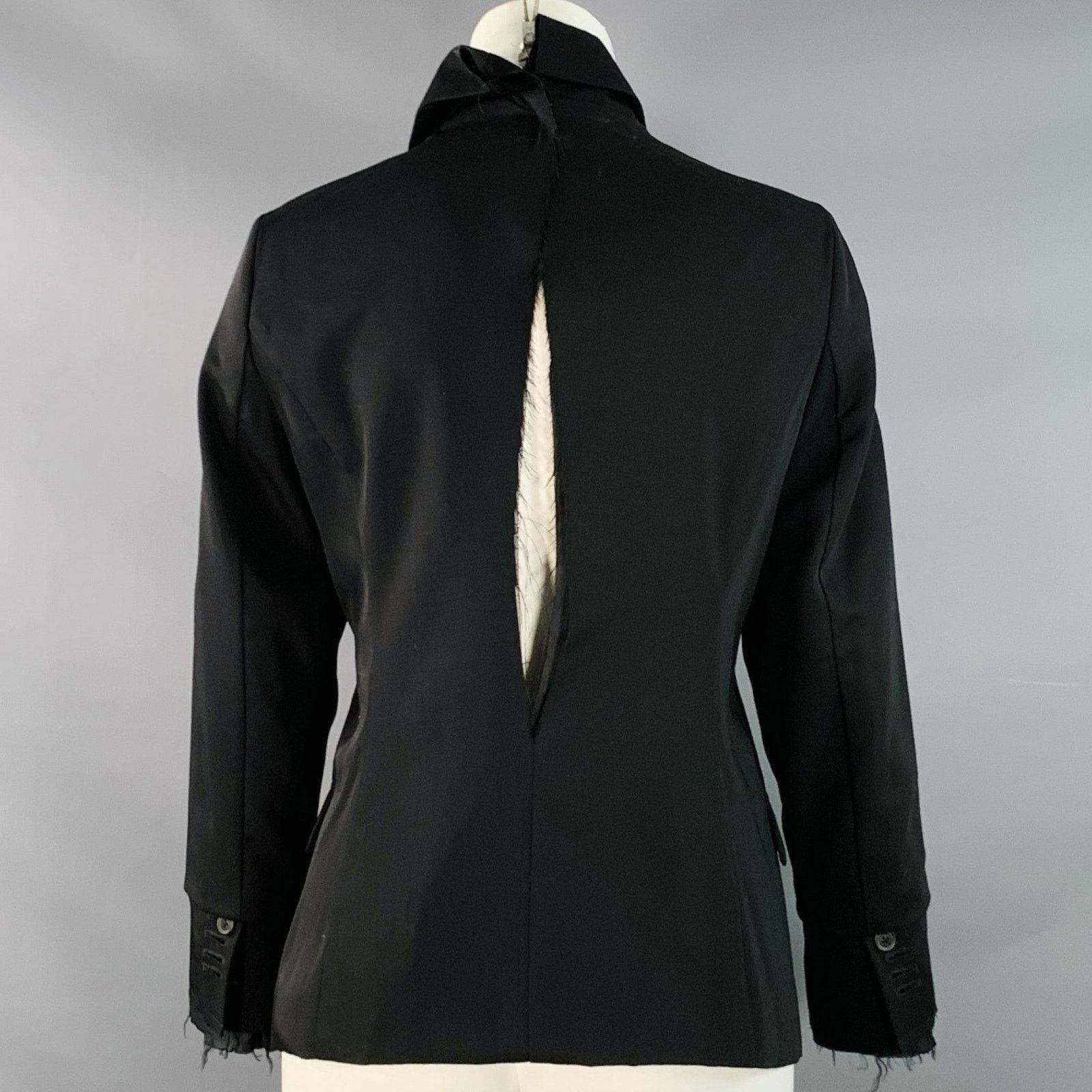 Rundholz XS Black Virgin Wool Distressed Layered Open Back Blazer Size XS / US 0-2 / IT 36-38 - 4 Thumbnail