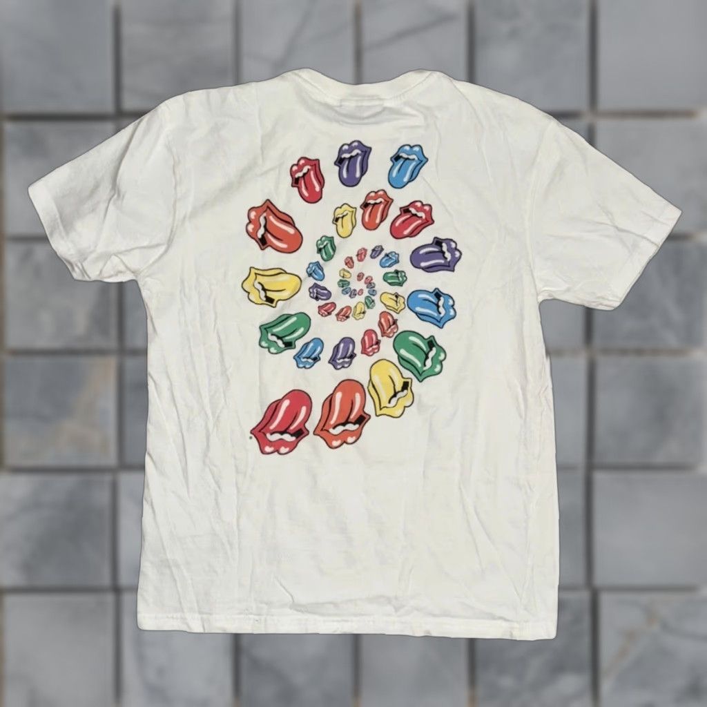 Rainbow VINTAGE Rolling Stones Rainbow Tongue Graphic Band T-Shirt White Small 19x25 Size US S / EU 44-46 / 1 - 1 Thumbnail