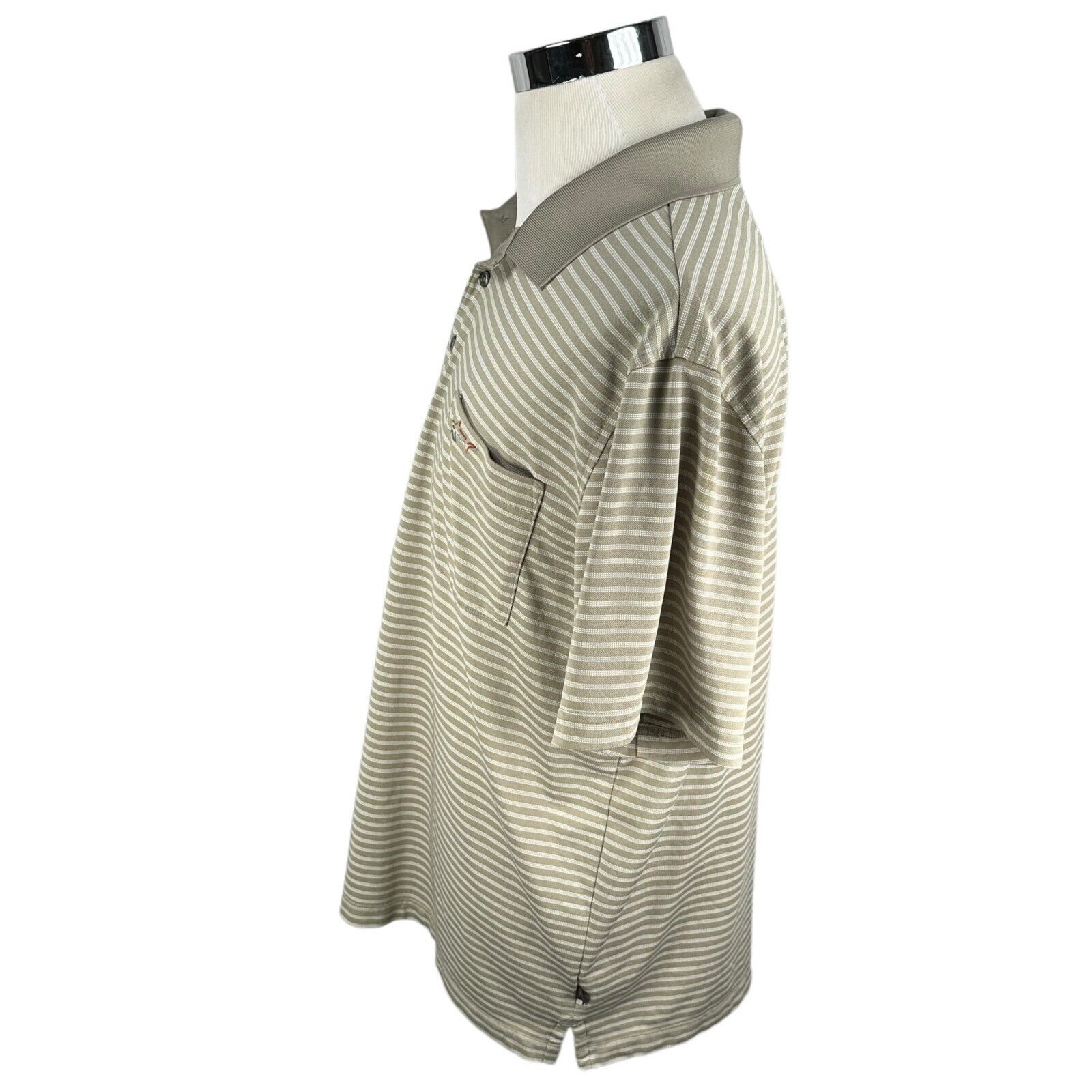 Greg Norman Greg Norman Golf Polo Shirt Men XL Beige Striped Polyester Size US XL / EU 56 / 4 - 3 Thumbnail