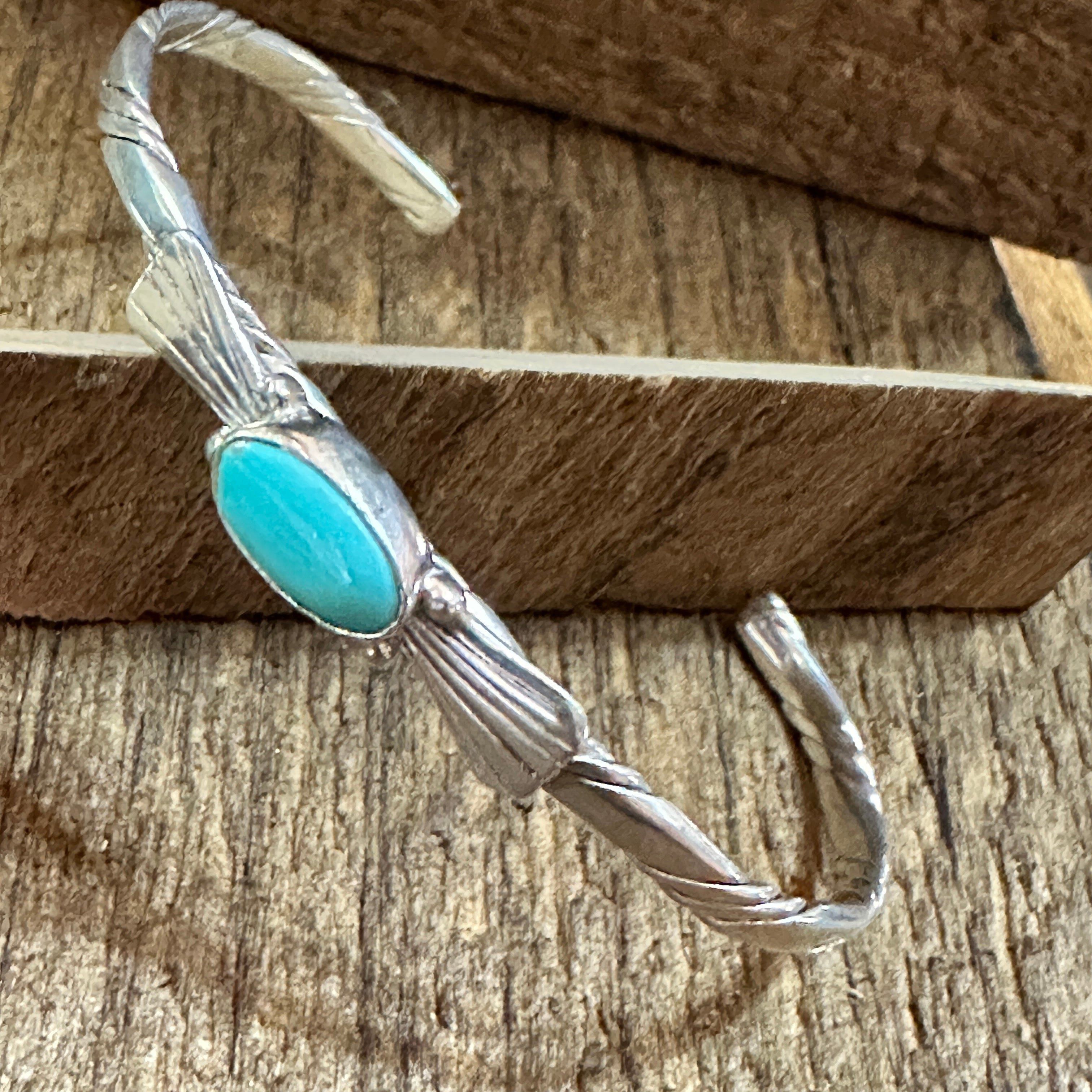 Other Handmade Navajo Sterling Silver & Kingman Turquoise Cuff Bra Size ONE SIZE - 5 Thumbnail