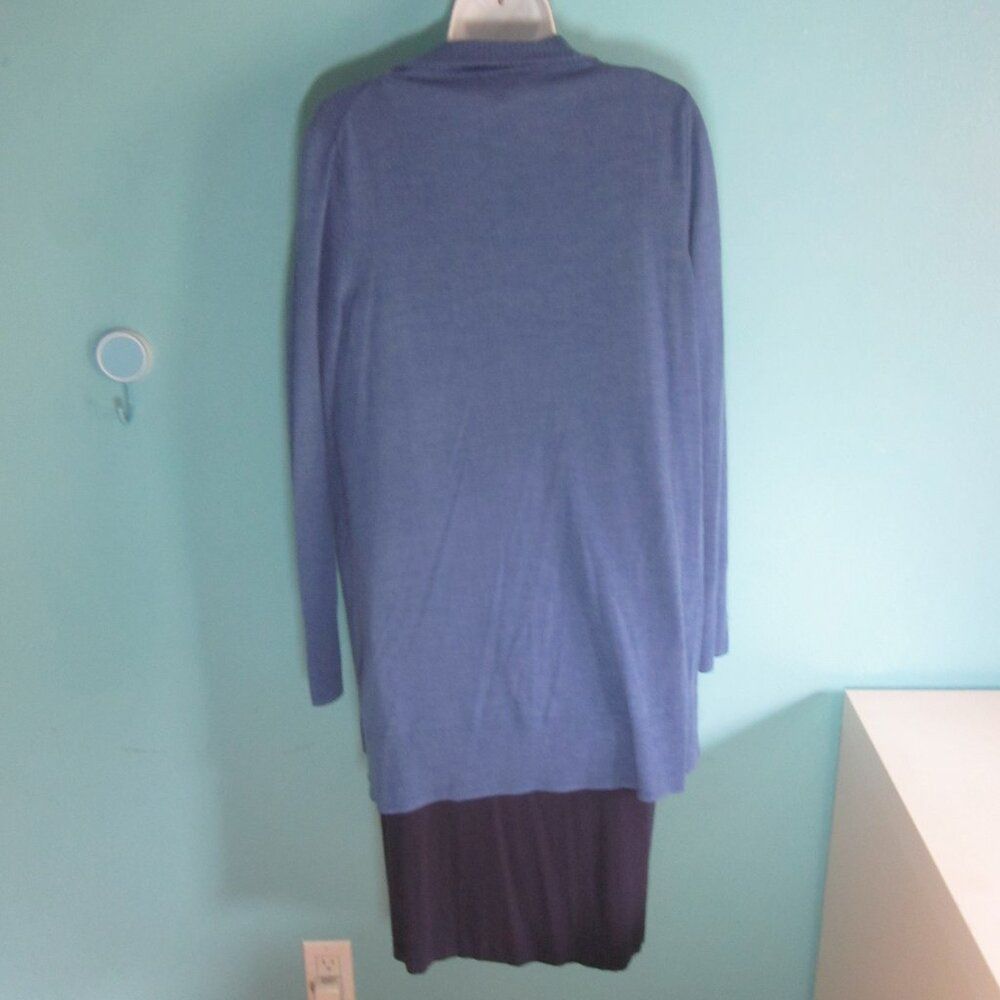 Robert Talbott Talbots Womens Size L Bright Blue Lightweight Merino Wool Open Front Cardigan Size L / US 10 / IT 46 - 5 Thumbnail