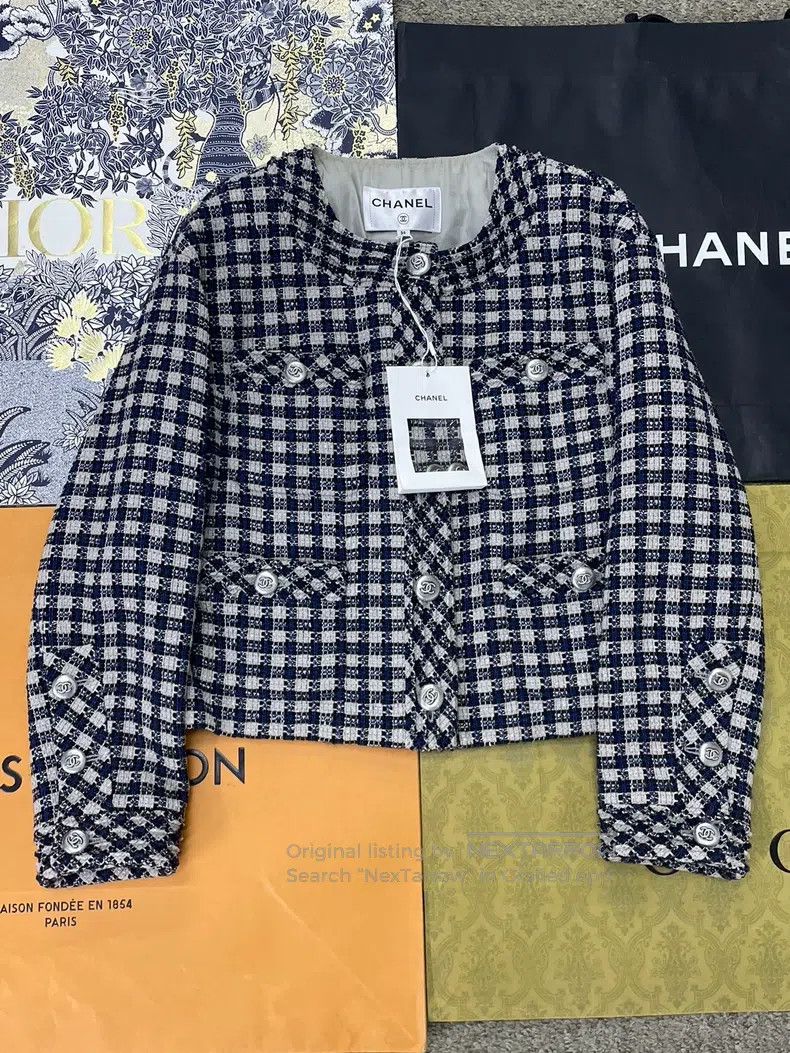Chanel Chanel Paid colour-blocked woven four-pocket jacket Size XS / US 0-2 / IT 36-38 - 1 Thumbnail