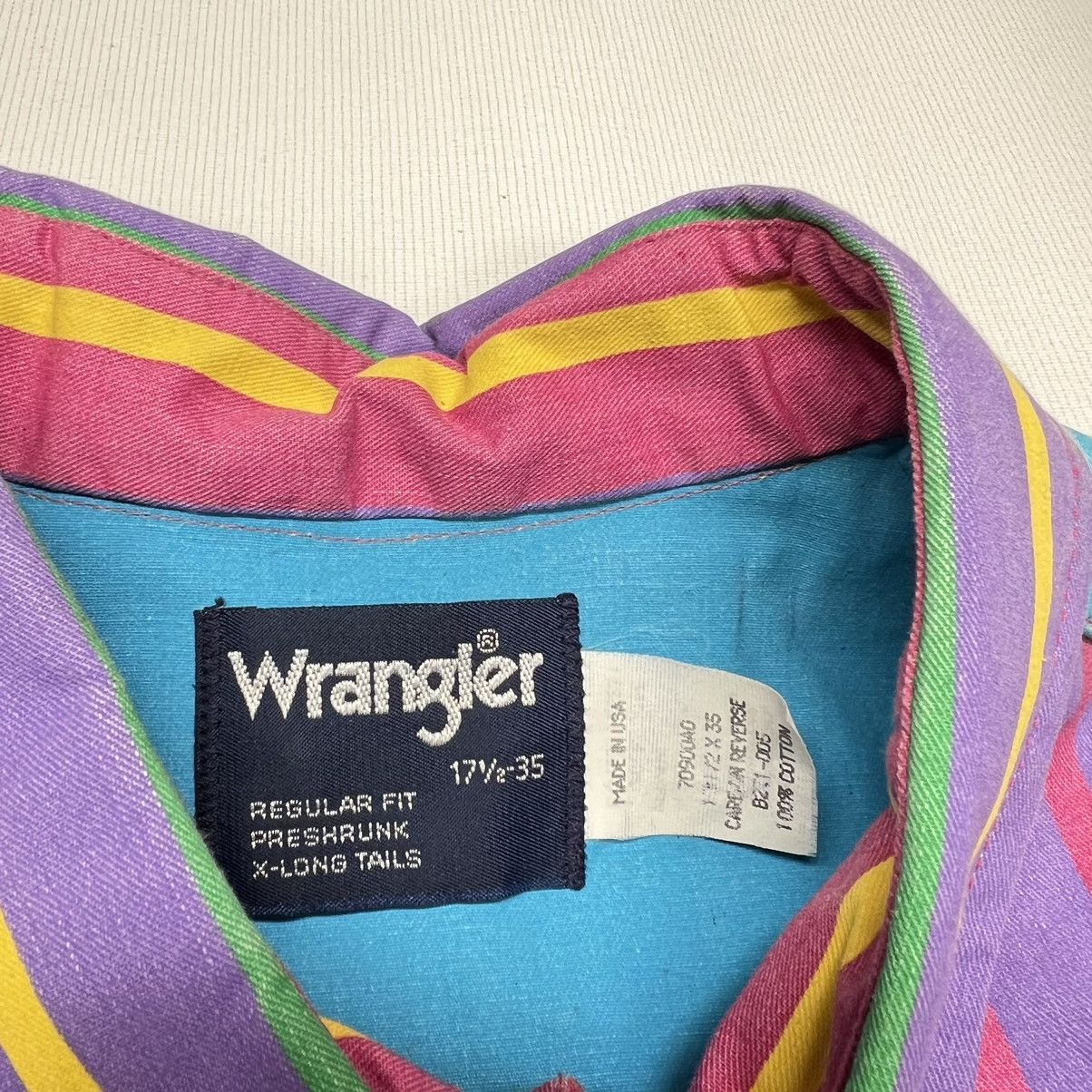 Vintage × Wrangler Wrangler Brushpopper Shirt 17.5 35 Pink Stripe Western Rodeo Size US XL / EU 56 / 4 - 5 Thumbnail