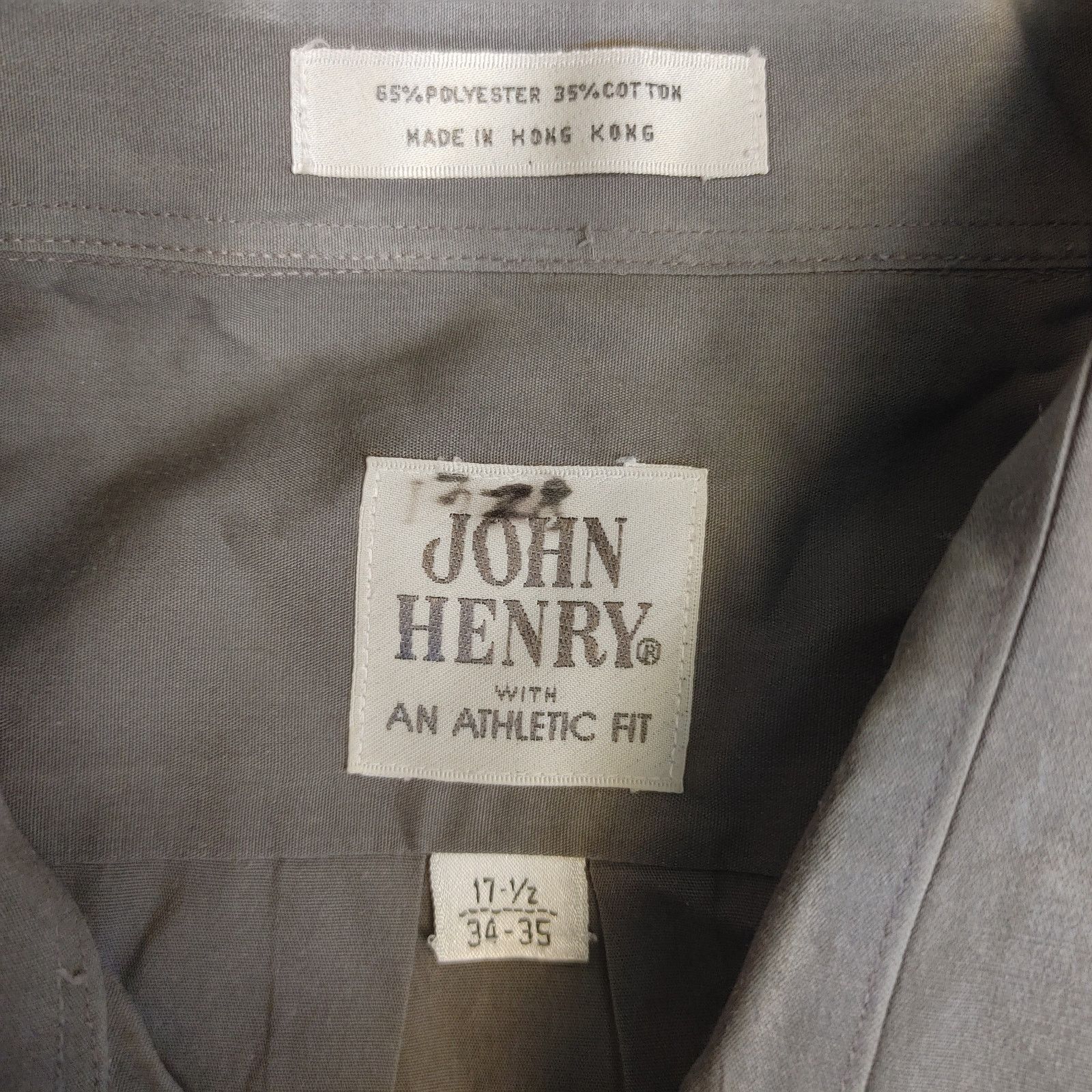 John Henry John Henry Men's 17.5 34/35 Gray Authentic Fit Dress Shirt Size US L / EU 52-54 / 3 - 3 Thumbnail