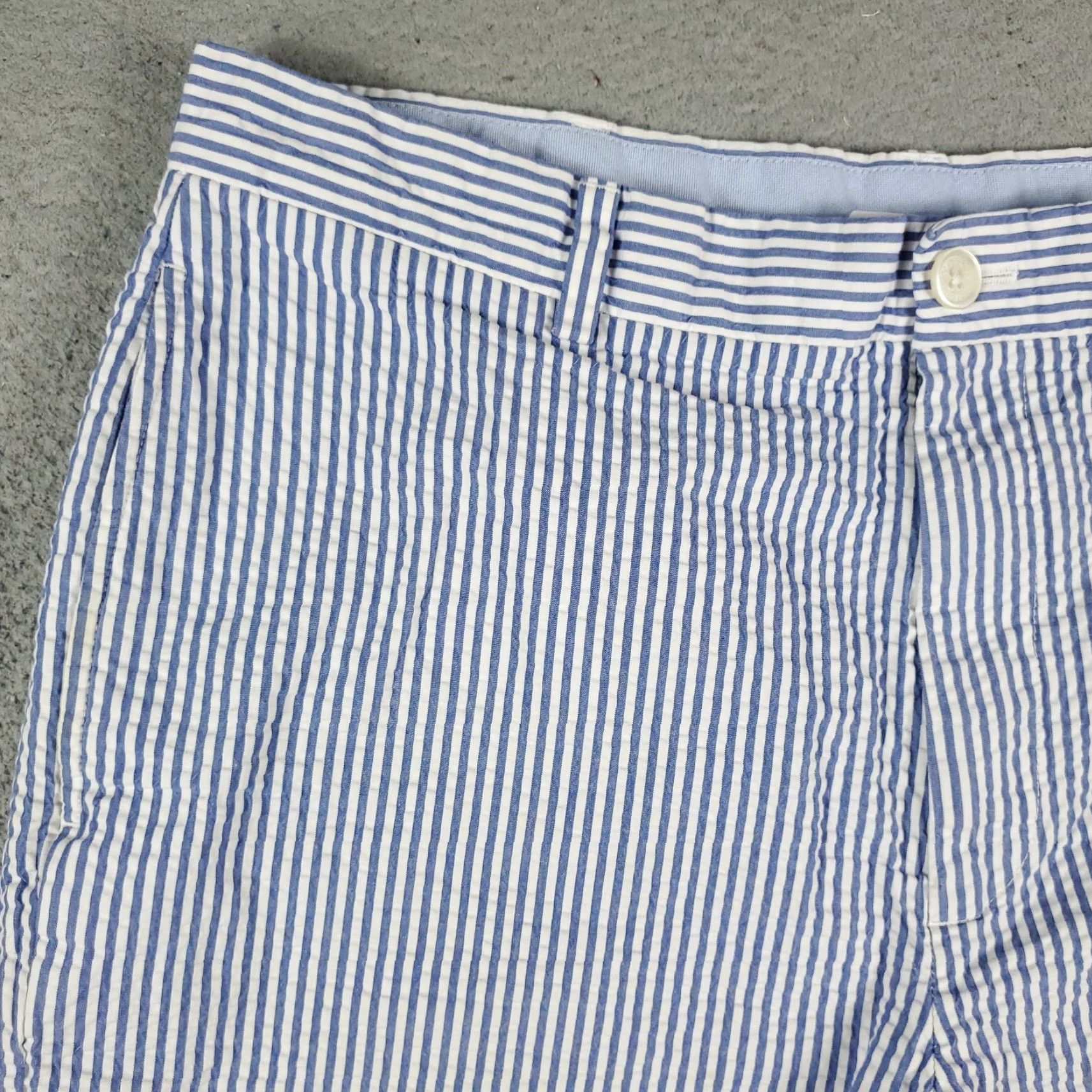 Brooks Brothers VINTAGE Brooks Brothers Shorts Mens Size 36 Chino Flat Front Blue Striped Cotton Casual Office Size US 36 / EU 52 - 2 Thumbnail