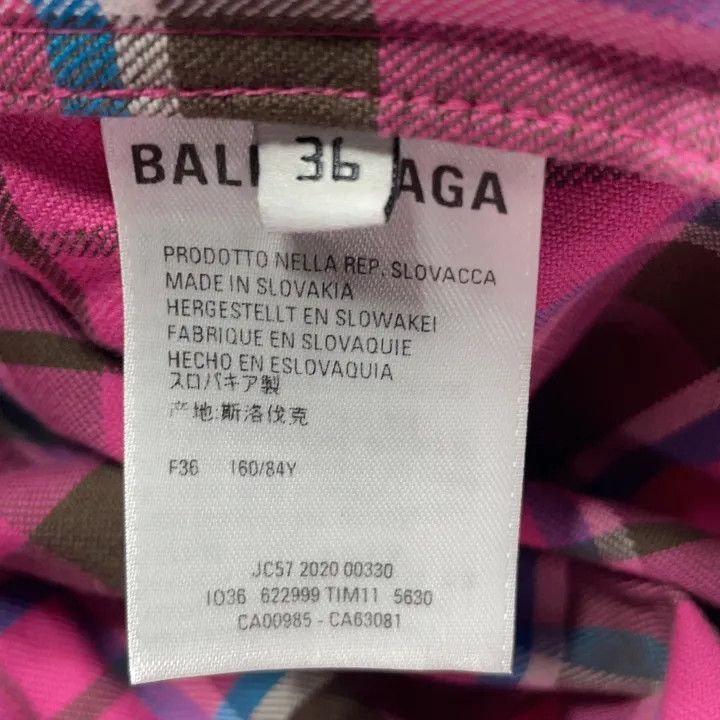 Balenciaga Balenciaga Red Plaid Zip Collar Jacket for Women 0079-2507 Size S / US 4 / IT 40 - 4 Thumbnail