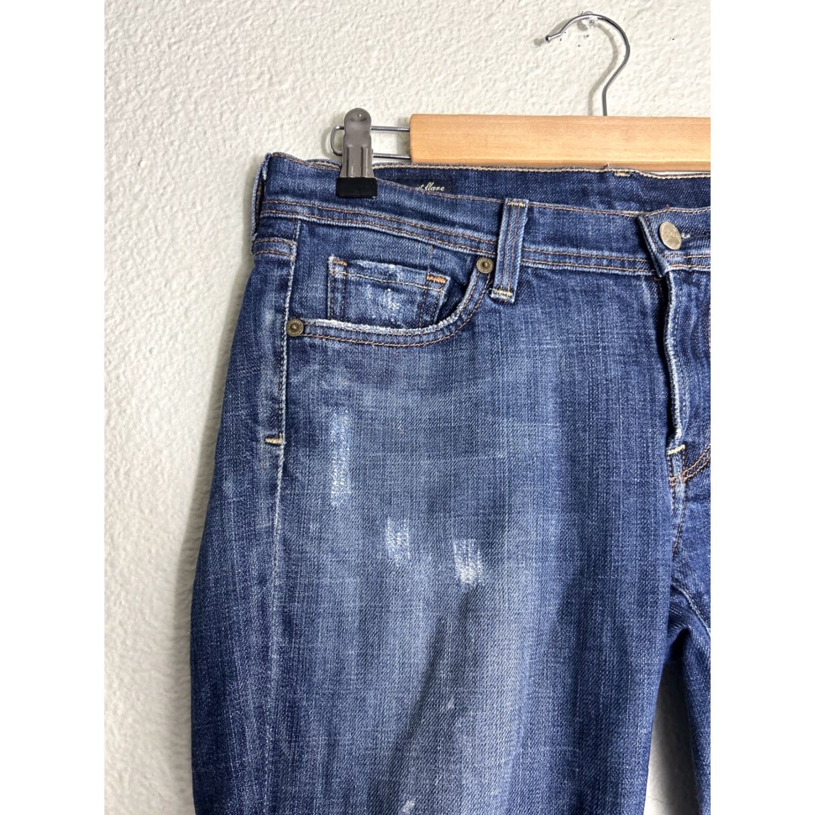 Citizens Of Humanity Citizens of Humanity Jeans Womens 30 Flare Low Rise Distressed Blue Denim Stretch 28in Inseam Regular Fit Raw Hem Av a 109 Size 30" / US 8 / IT 44 - 4 Thumbnail