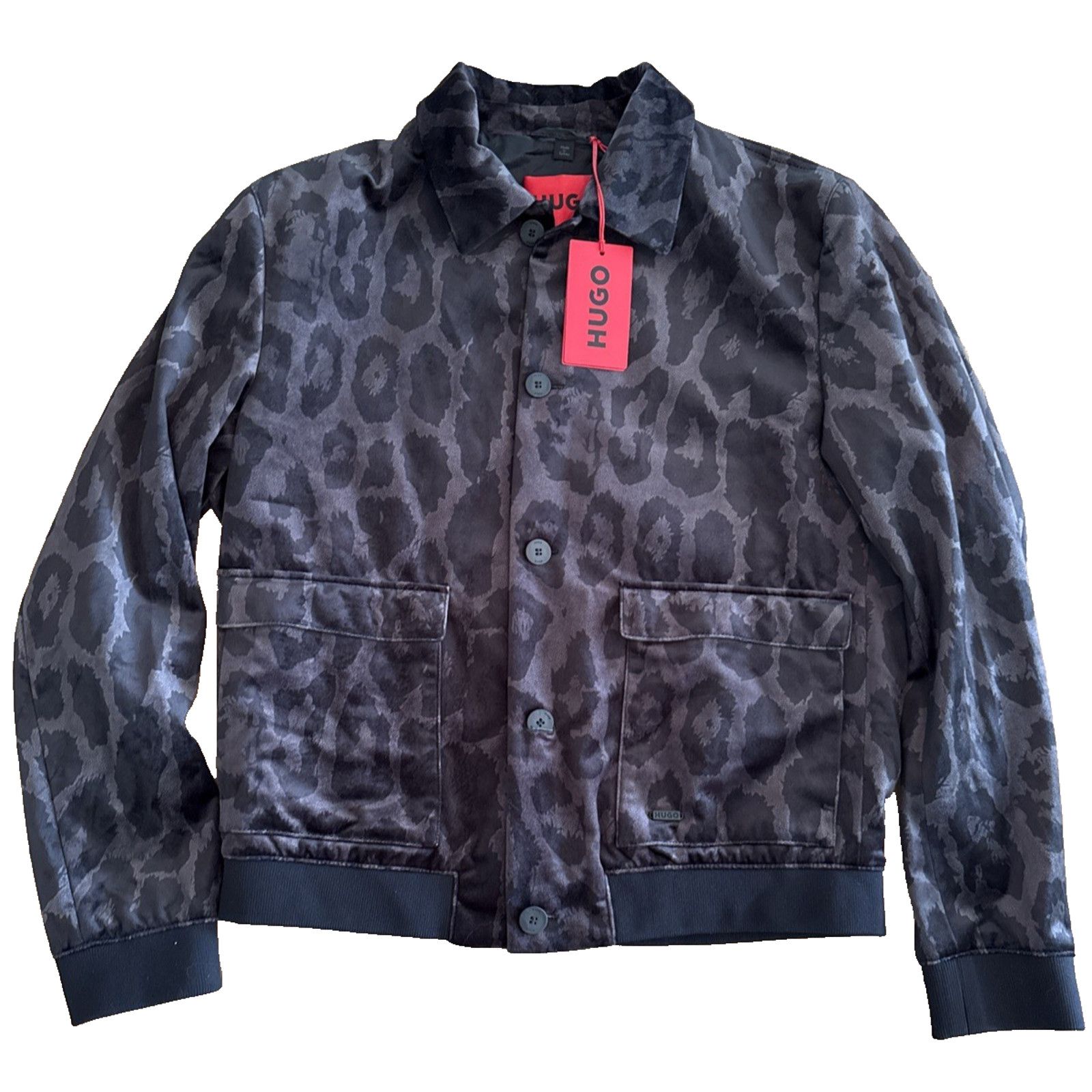 Hugo Boss Hugo Boss Leopard Print Bomber Jacket 38R Black Print Slim Size US M / EU 48-50 / 2 - 2 Thumbnail