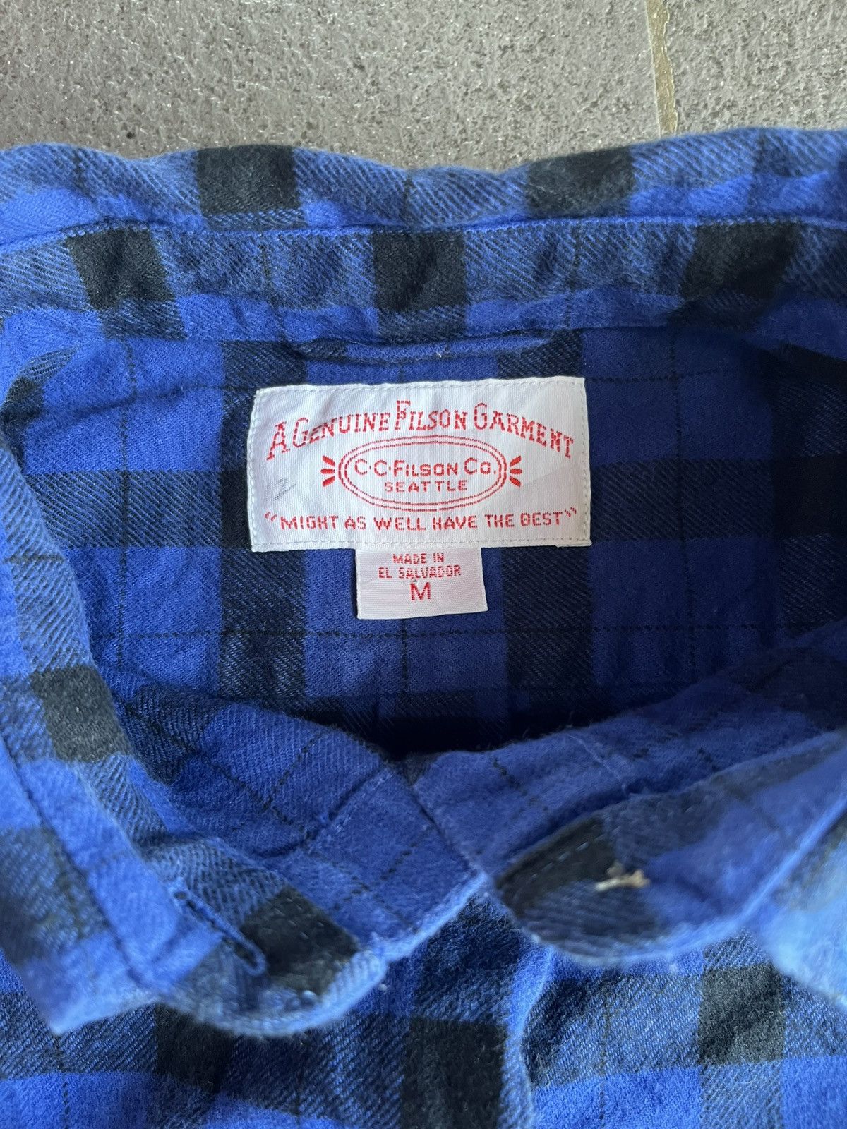 Filson Vintage Flannel Plaid Blue Black Thick Cotton B/D Shirt Size US M / EU 48-50 / 2 - 12 Thumbnail