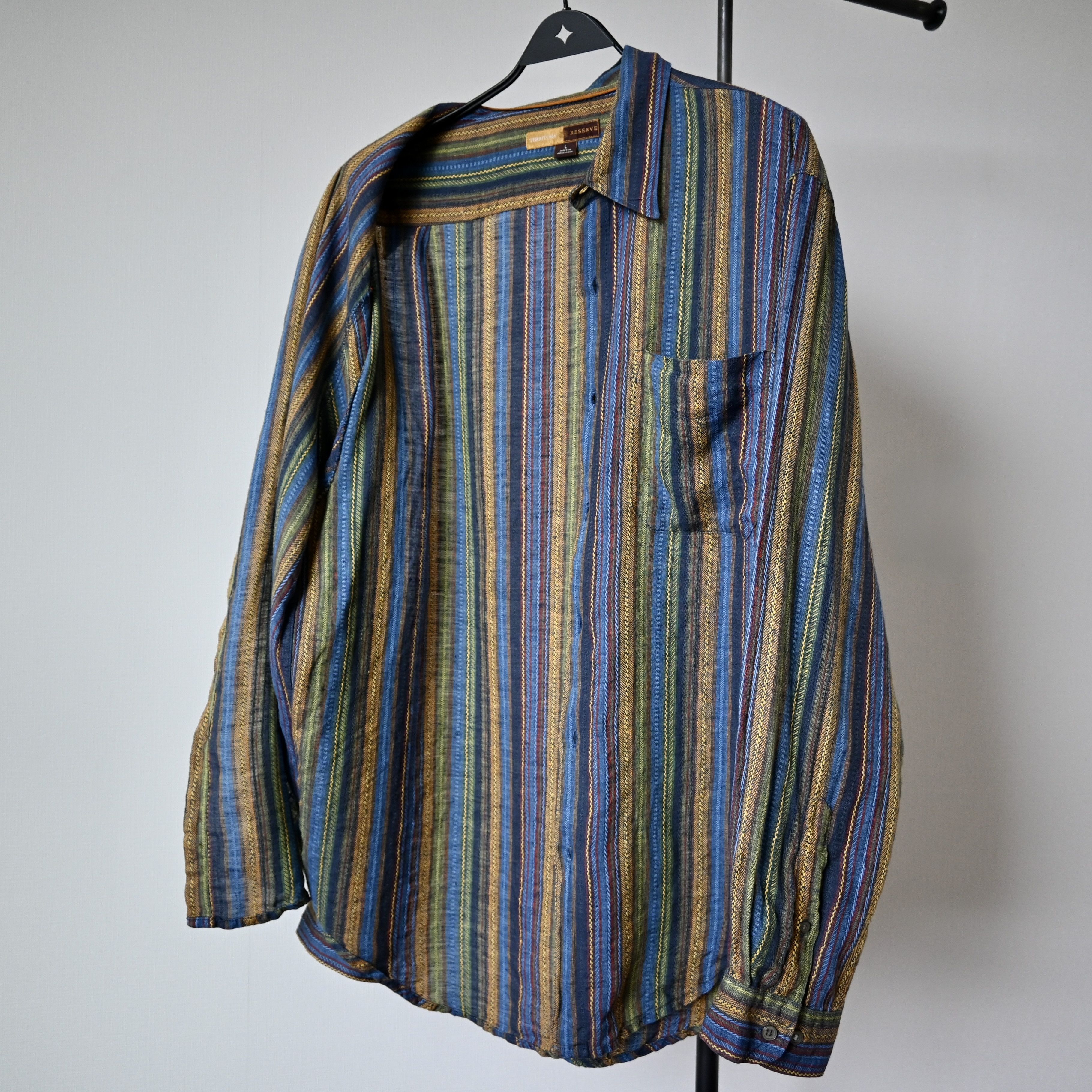 The Territory Ahead VTG 1990s TERRITORY RESERVE ethnic multistriped linen shirt Size US L / EU 52-54 / 3 - 10 Thumbnail