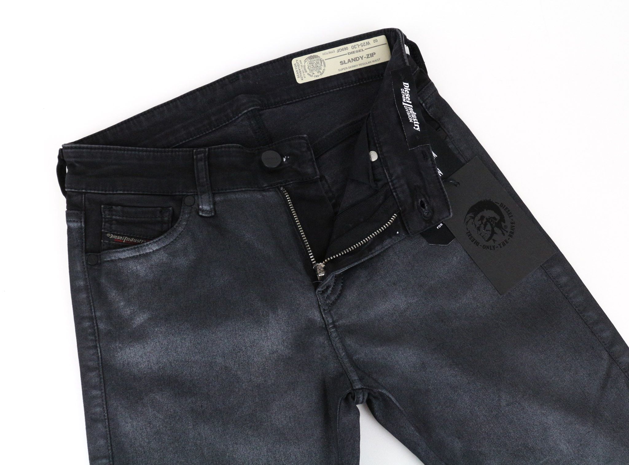 Diesel SLANDY-ZIP 069GF W25/L30 Grey Coated Jeans 71651 Size 25" / US 0 / IT 36 - 3 Thumbnail