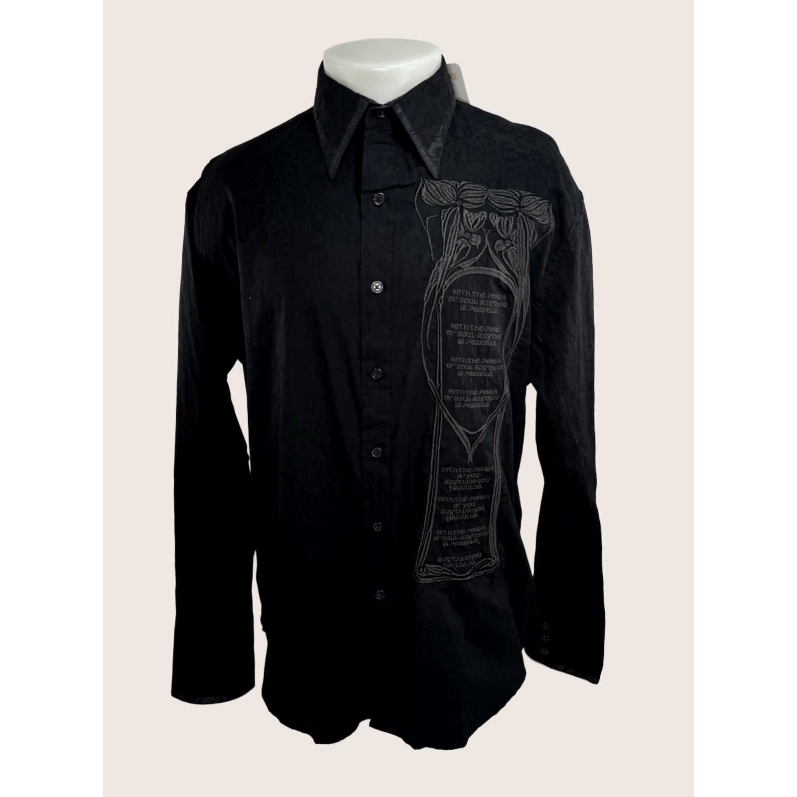 Vintage JIMI HENDRIX Shirt Mens XL Black Embroidered POWER OF SOUL Lyrics NEW w TAG Size US XL / EU 56 / 4 - 1 Thumbnail