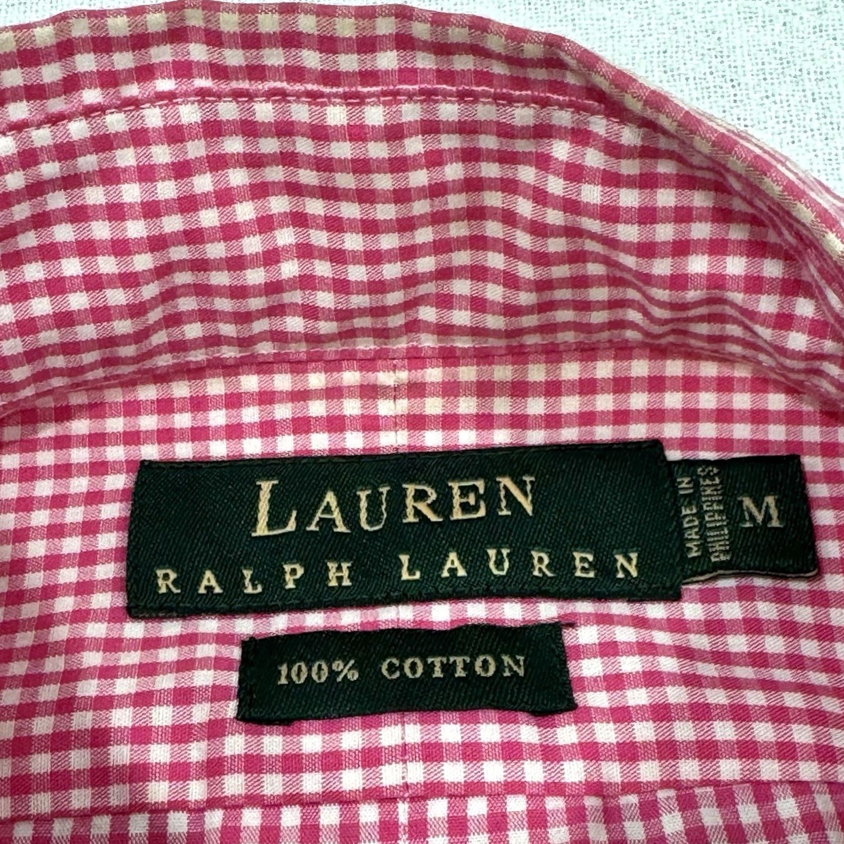 Ralph Lauren VINTAGE Ralph Lauren Shirt Mens Medium Button Up Pink Check Crest Short Sleeves Size US M / EU 48-50 / 2 - 2 Thumbnail
