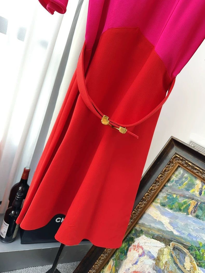 Louis Vuitton Louis Vuitton Red Pink Fitted Dress with Belt- Size M / US 6-8 / IT 42-44 - 3 Thumbnail