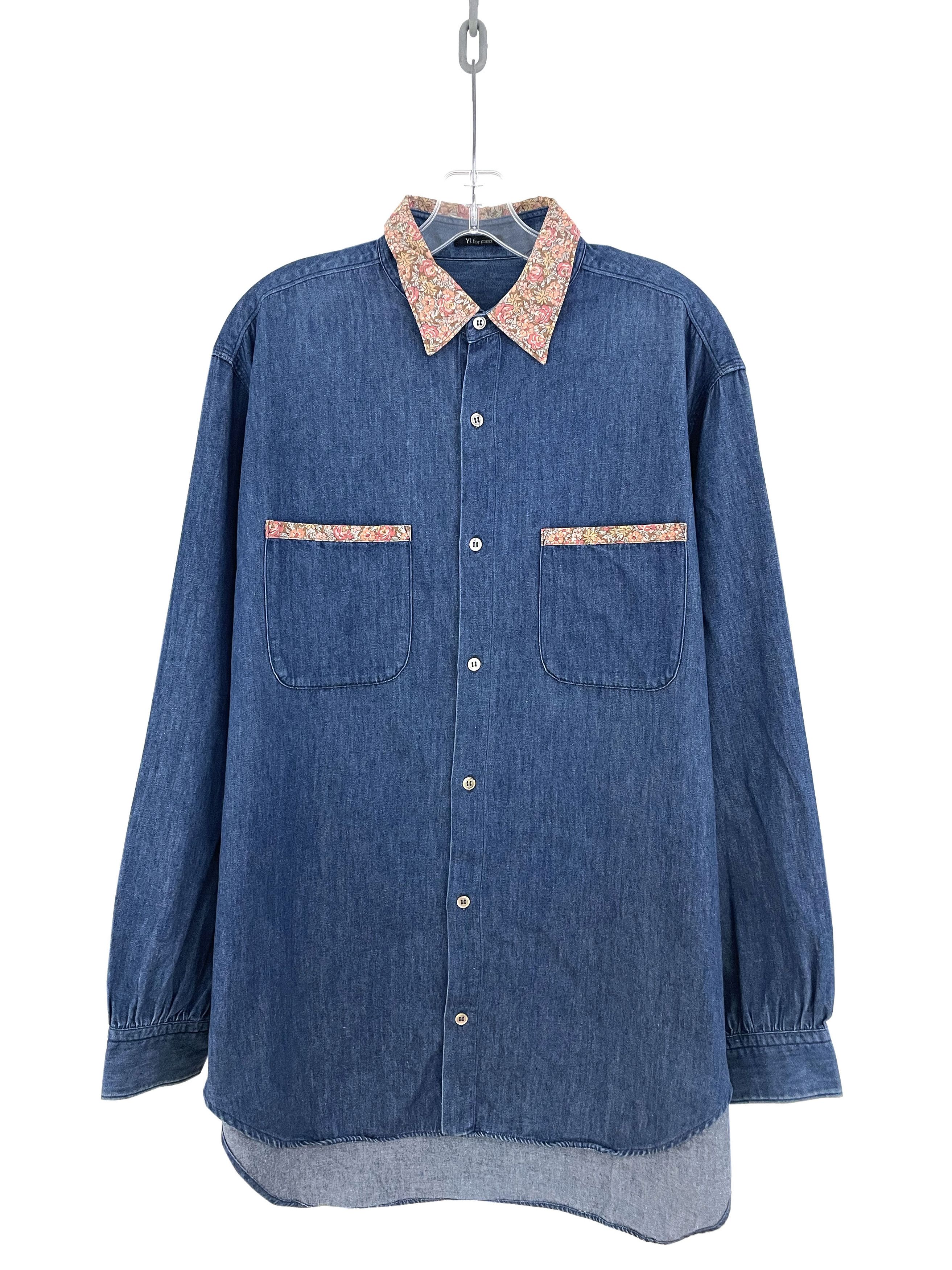 Yohji Yamamoto 80's Accent Collar Denim Shirt Size US L / EU 52-54 / 3 - 1 Thumbnail