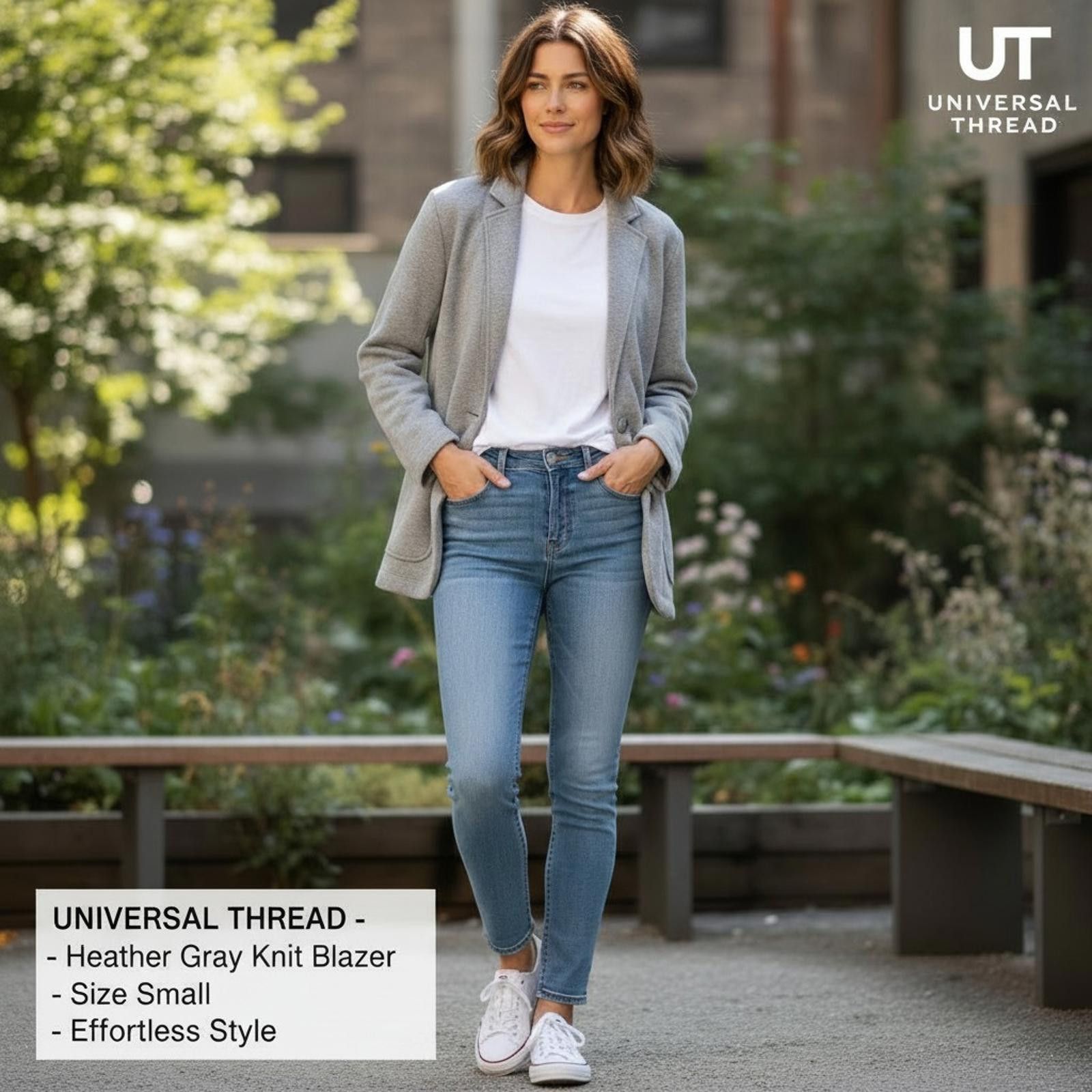 Other Universal Thread Heather Gray Knit Blazer Jacket Size Small Size S / US 4 / IT 40 - 2 Thumbnail