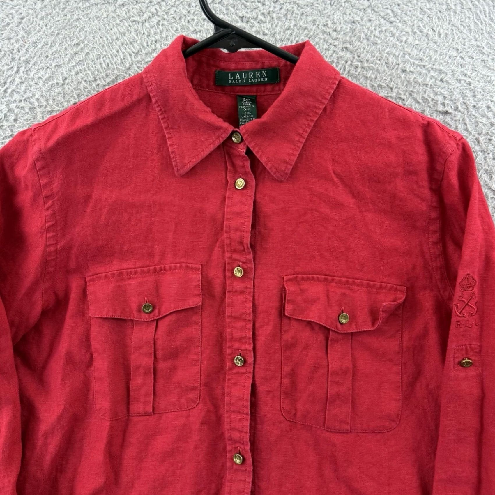 Ralph Lauren Lauren Ralph Lauren Shirt Women Small Red 100% Linen Button Long Sleeve Nautical Size S / US 4 / IT 40 - 3 Thumbnail