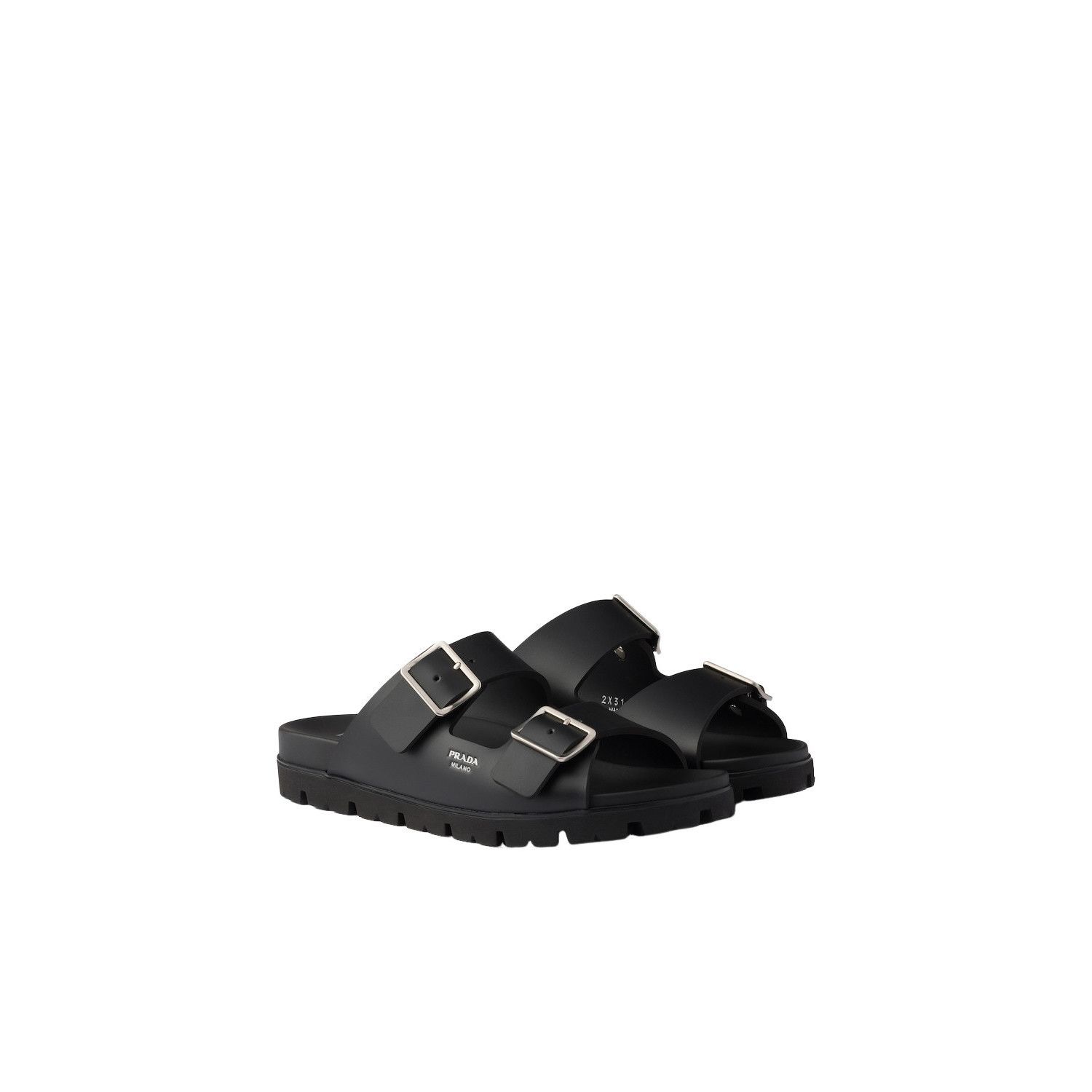 Prada PRADA $895 Black Rubber Strap Sandals New (Men's size:8;) Size US 8 / EU 41 - 1 Thumbnail