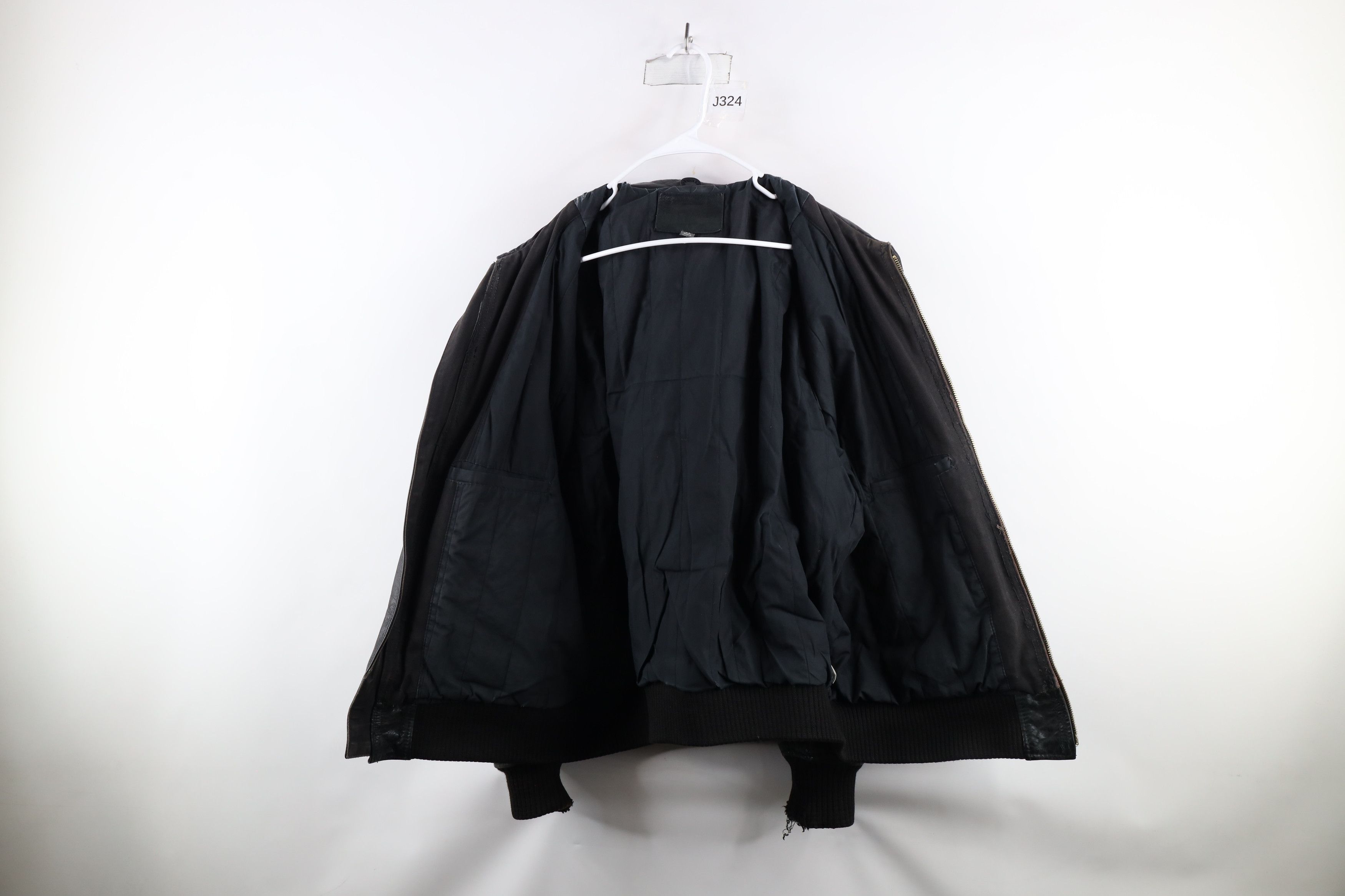 Vintage Vintage 90s Streetwear Full Zip Leather Flight Bomber Jacket Size US XL / EU 56 / 4 - 10 Thumbnail