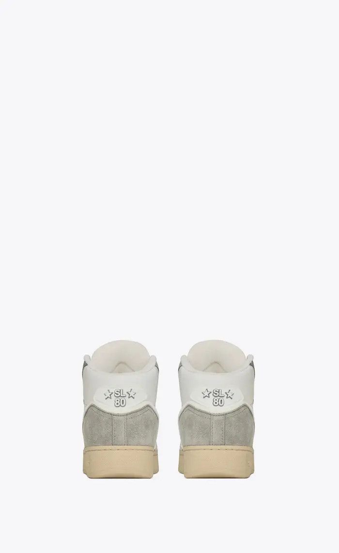 Saint Laurent Paris oc11z1125 SL/80 Sneakers in Leather And Suede White/Grey Size US 9.5 / EU 42-43 - 4 Thumbnail