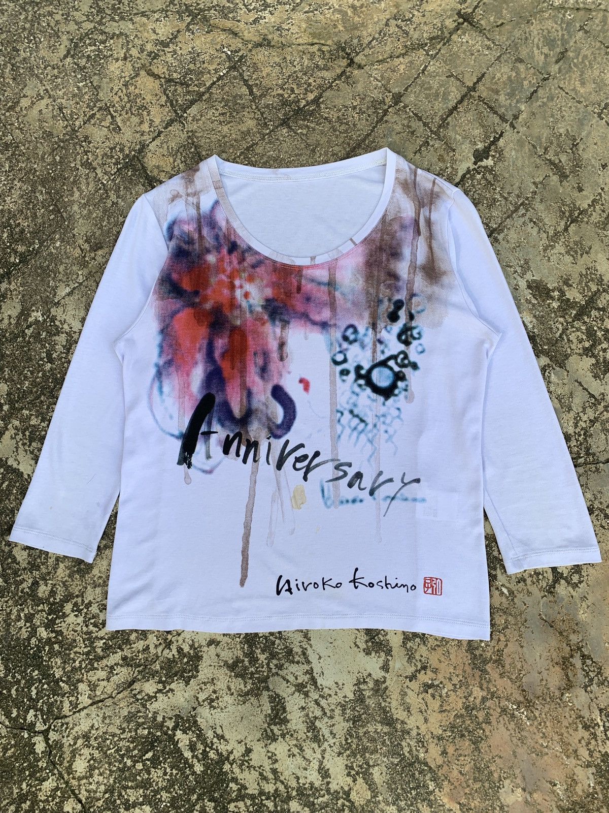 Hiroko Koshino Homme × Japanese Brand y2k Hiroko Koshino Anniversary Drip Blurred Graphic Top Size M / US 6-8 / IT 42-44 - 1 Thumbnail