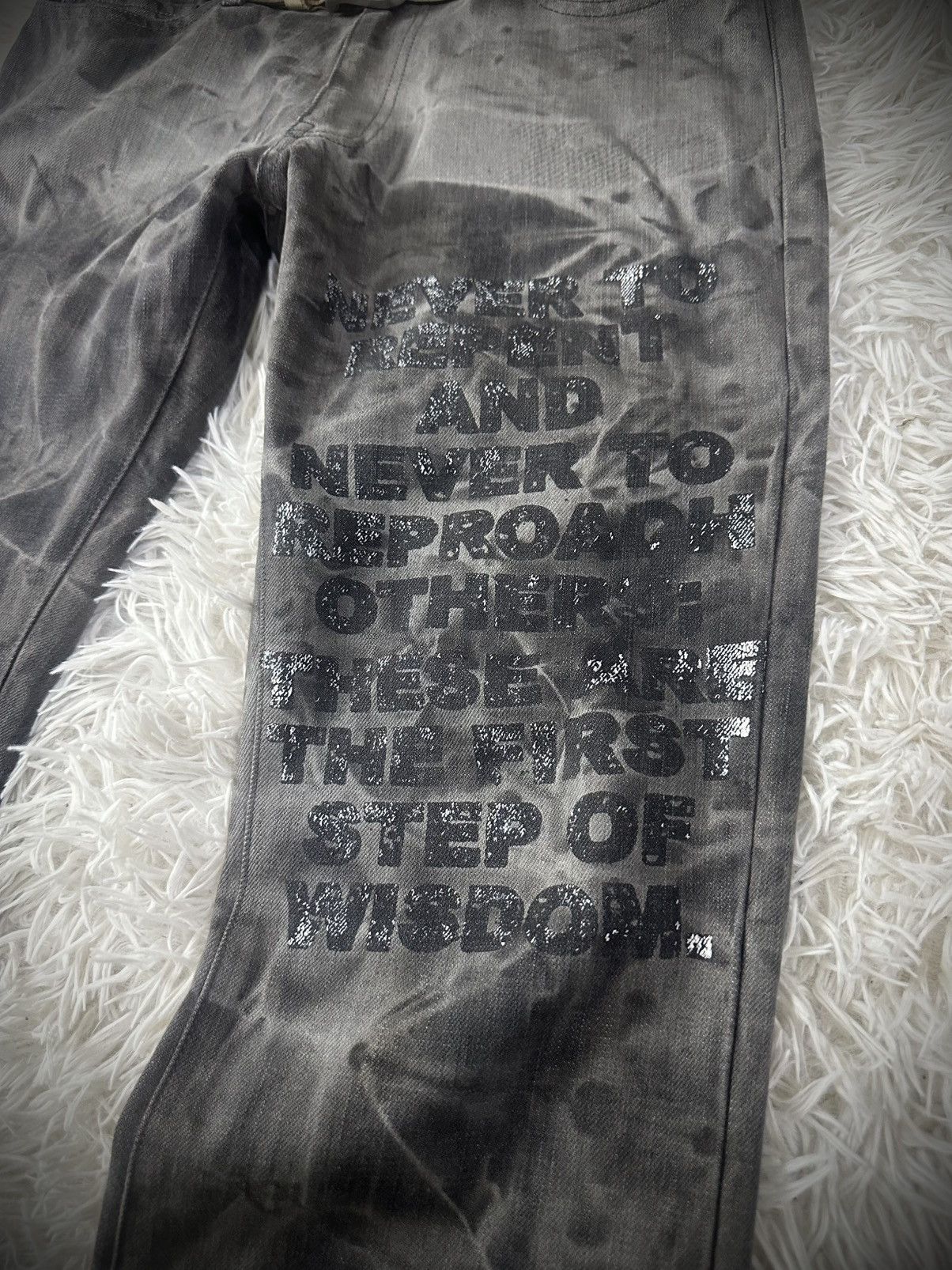 Japanese Brand 💥rare💥edge rupert flare punk distressed denim jeans Size US 31 - 2 Thumbnail