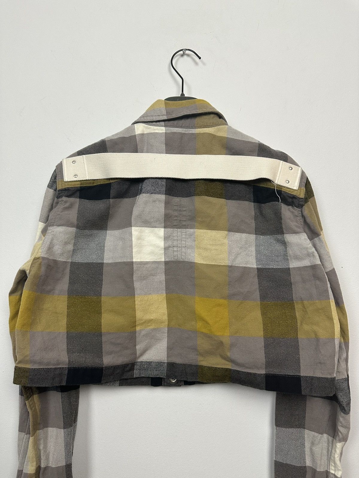 Rick Owens SS22 ‘FOGACHINE’ Dust Plaid Cropped Overshirt Size US XS / EU 42 / 0 - 6 Thumbnail
