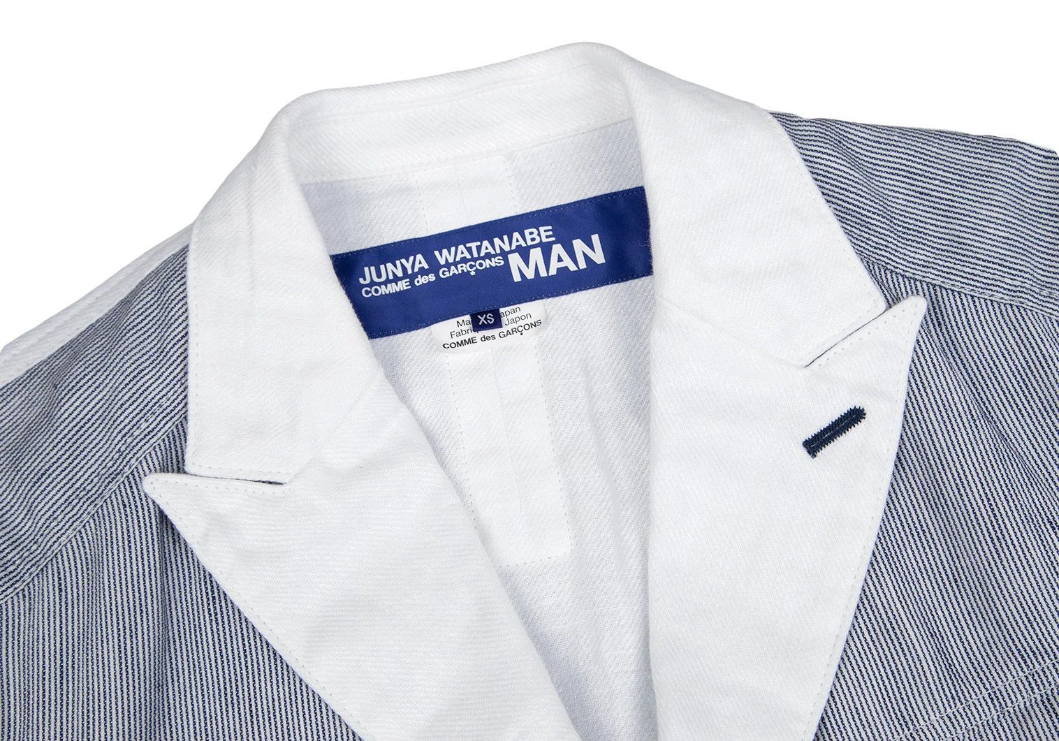Junya Watanabe Hickory G-Jacket with Linen Switch in Blue and White XS Size US XS / EU 42 / 0 - 3 Thumbnail