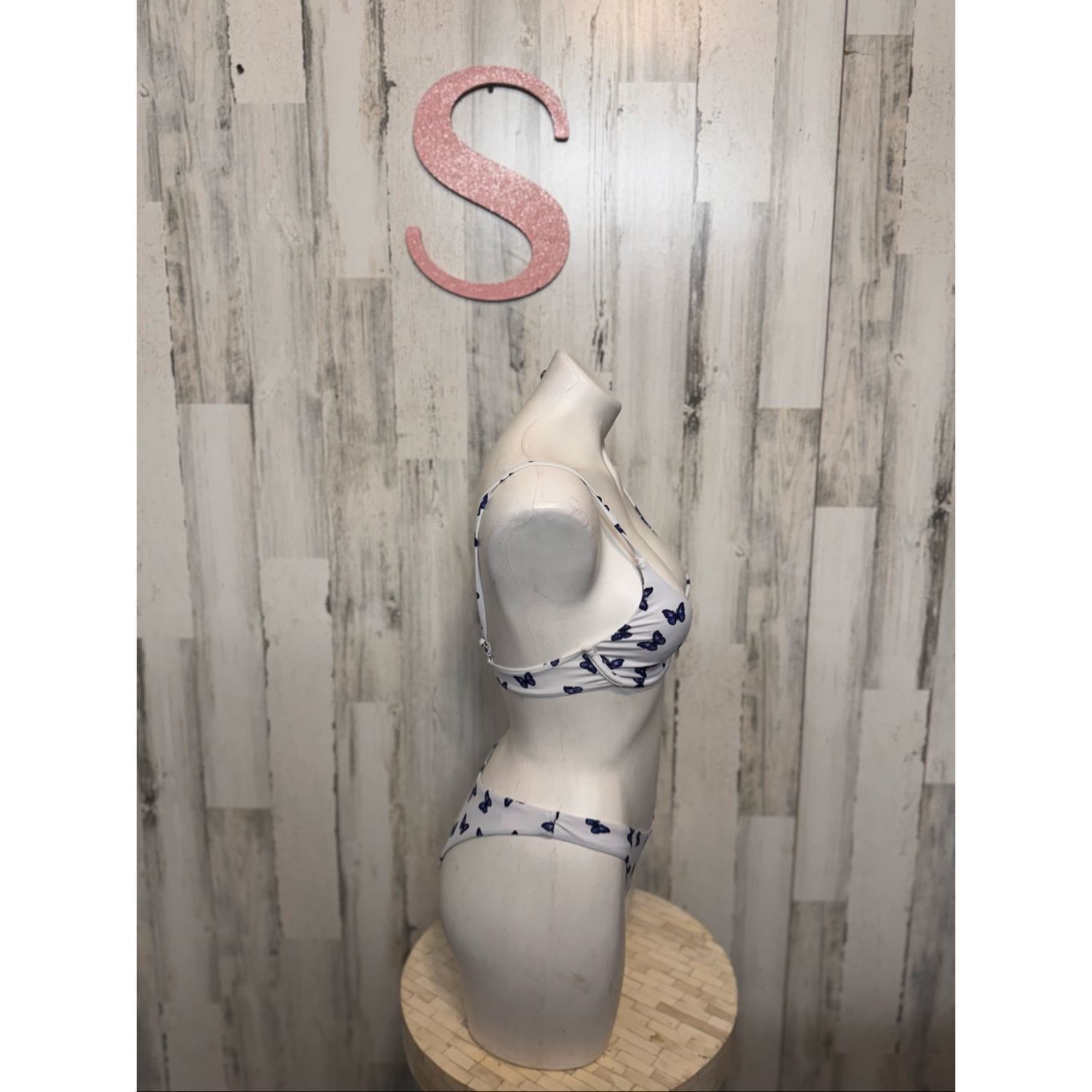Other Butterfly Print Bikini Set Women’s Swimwear – Size S – White & Blue Two Piece Size ONE SIZE - 3 Thumbnail