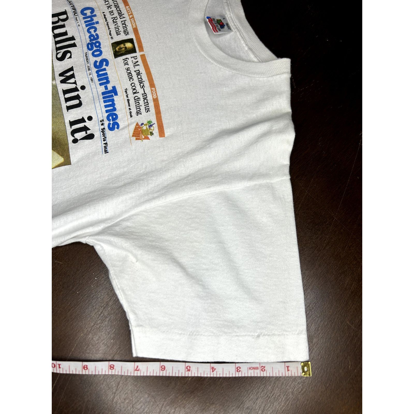 NBA 1991 NBA Chicago Bulls Michael Jordan Newspaper Print Shirt Size US L / EU 52-54 / 3 - 10 Thumbnail