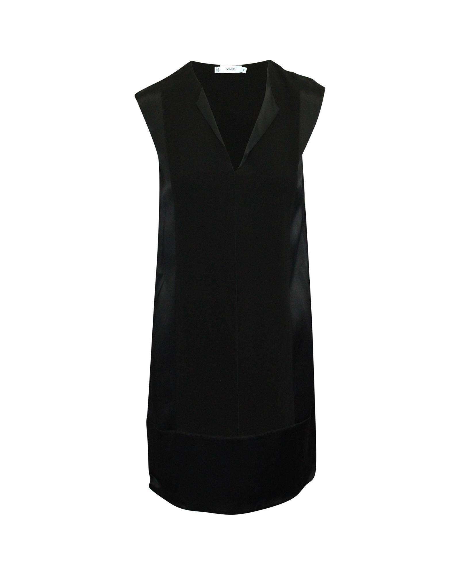 image of Paneled Black Viscose Mini Dress With Steep V-Neckline By Vince, Women's (Size XS)