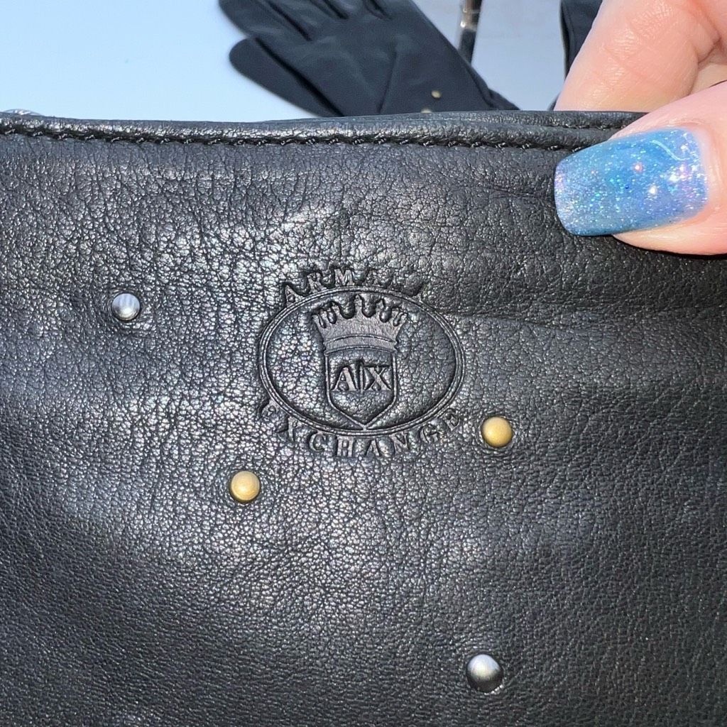 Armani Exchange Armani Exchange Lambskin Studded Gloves and Bag Set Gloves a Size ONE SIZE - 9 Thumbnail