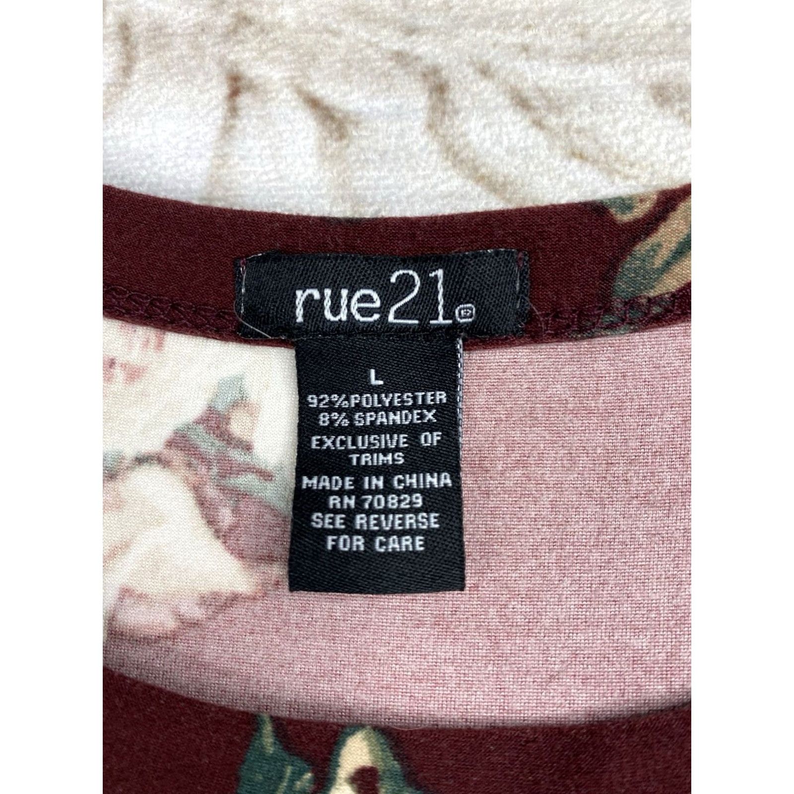 Vintage Rue 21 Shift Tank Dress L Burgundy Floral Sleeveless Knit Midi Straps Boho Casual Travel Womens Summer 90s Theme Rose Vintage: No Size L / US 10 / IT 46 - 3 Thumbnail