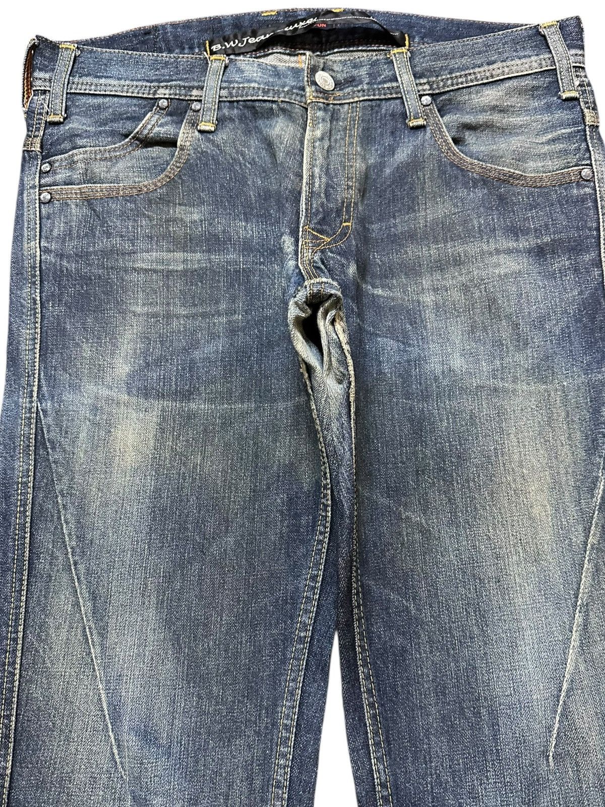 Japan Blue Vintage Blue Way Flare Mudwash Grunge Denim Size US 33 - 2 Thumbnail