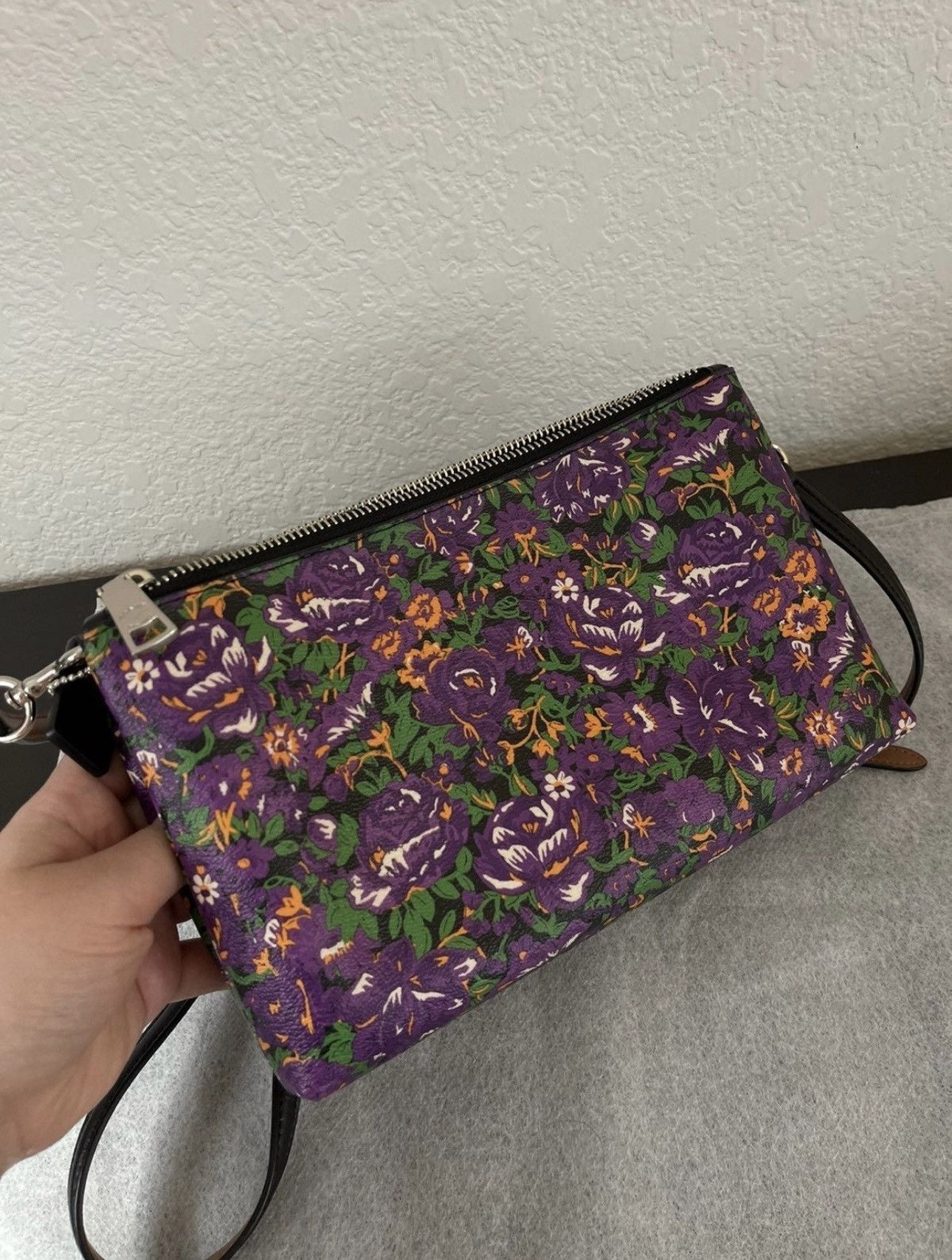 Coach Retail $350 COACH LYLA FLORAL PRINT IN PURPLE CROSSBODY BAG Size ONE SIZE - 4 Thumbnail