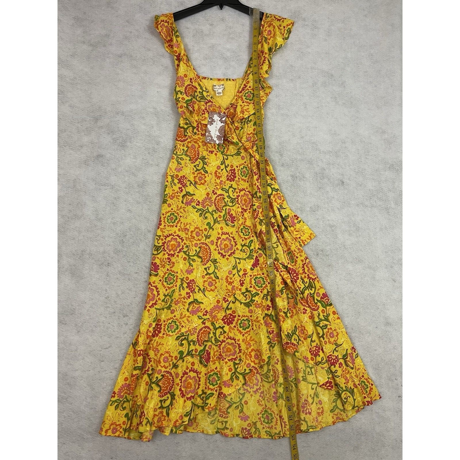 Other Band of the Free Anya Wrap Dress Womens Medium Yellow Floral Size M / US 6-8 / IT 42-44 - 7 Thumbnail