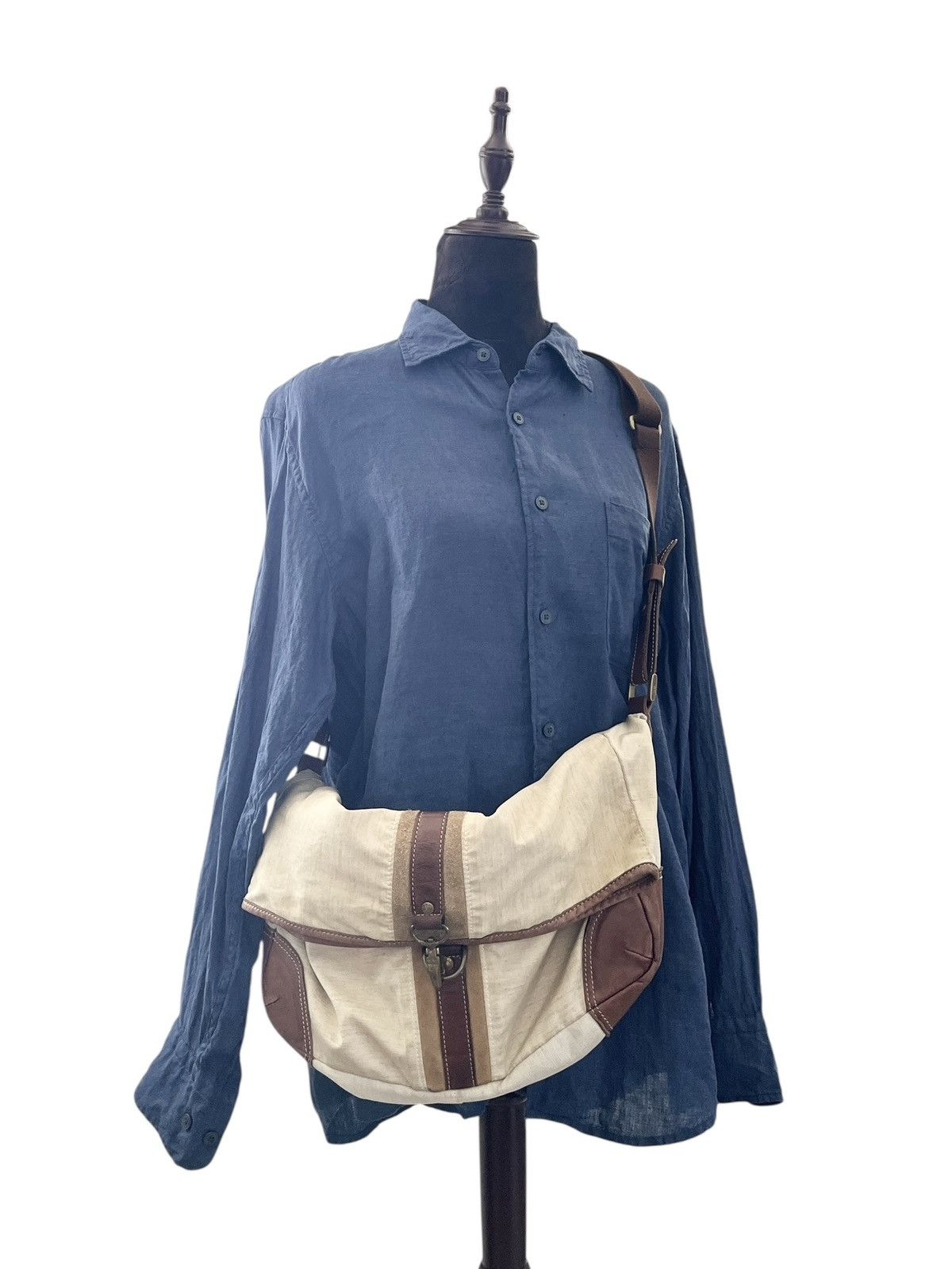 Masterpiece x Nano Universe Two Tone Crossbody Bag in Beige, Men's
