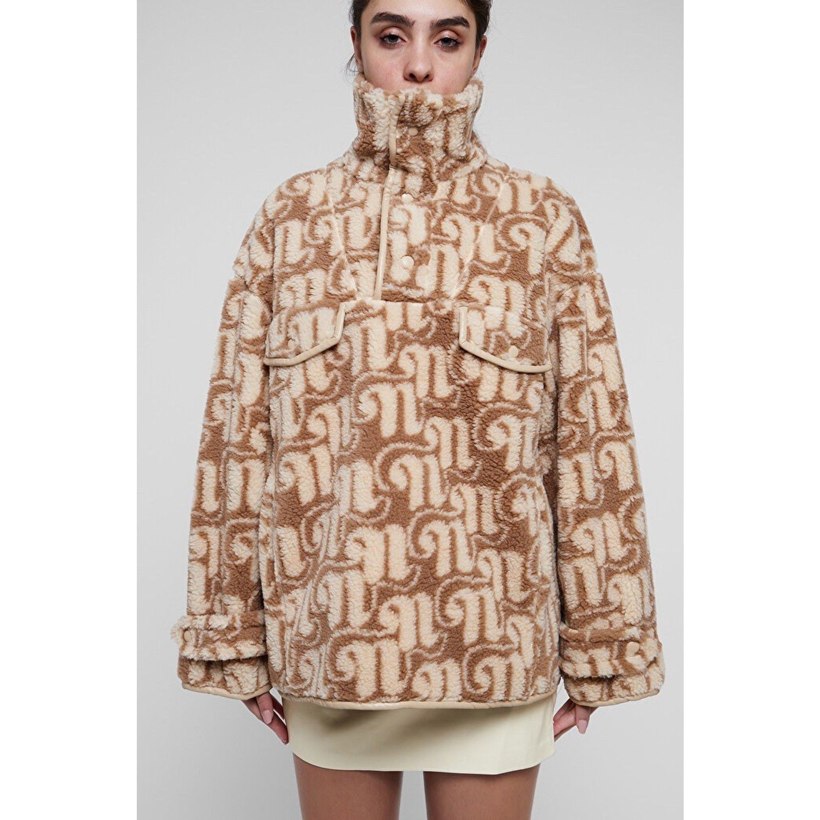 Nanushka Nanushka Logo Tan Beige faux fur fleece pullover Medium Size US M / EU 48-50 / 2 - 3 Thumbnail