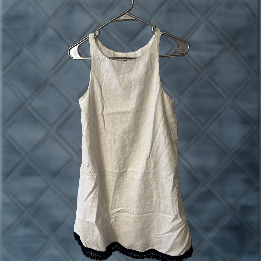Vineyard Vines Vineyard Vines White High Neck Dress Size 0 Linen Blend Sleeveless Shift Fringe A-Line/Cotton/Linen Casual Party/Cocktail Travel Womens Size XS / US 0-2 / IT 36-38 - 1 Thumbnail