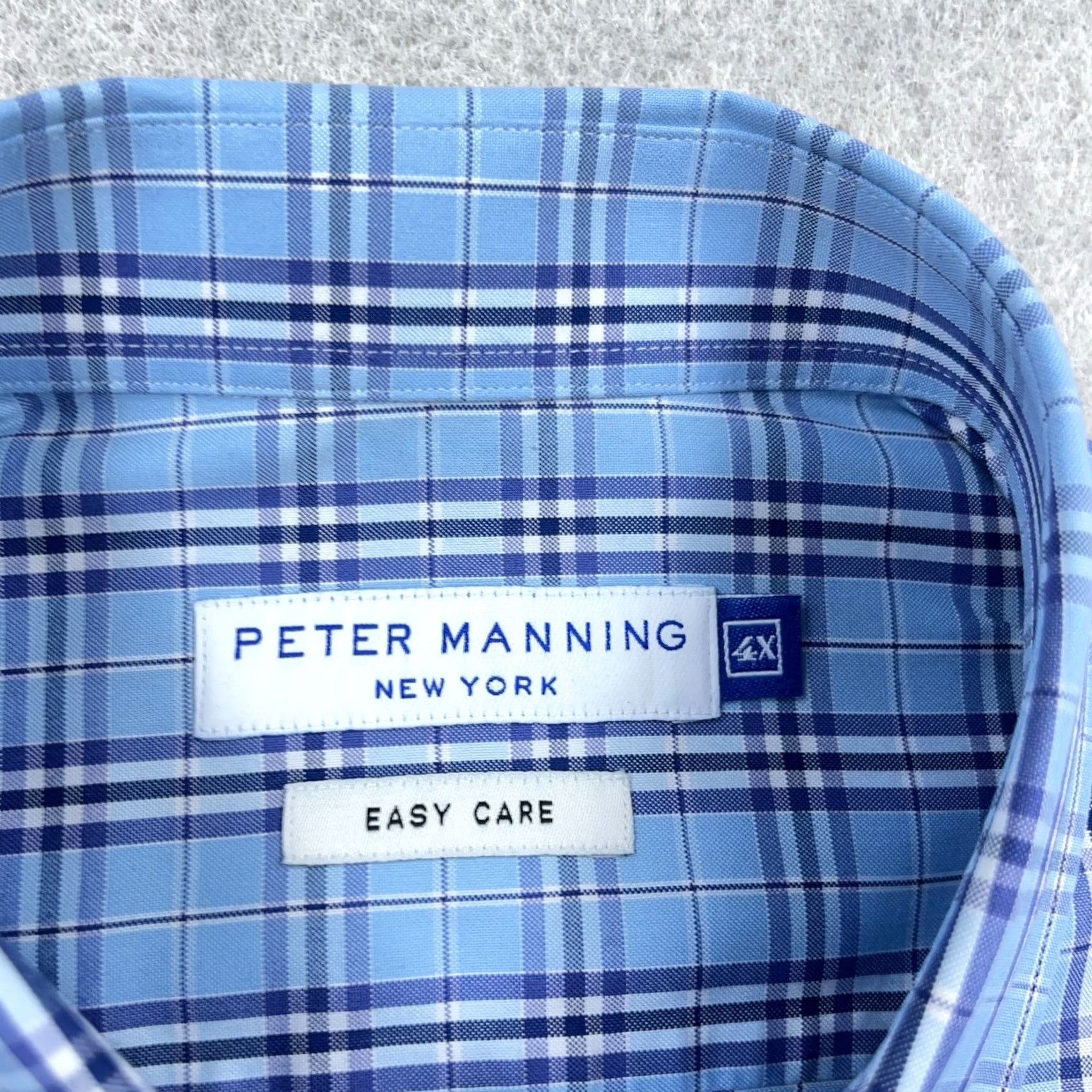 Vintage VINTAGE Peter Manning Shirt Men 4X Blue Plaid Button Up Everyday Standard Fit Dress Size 48R - 5 Thumbnail