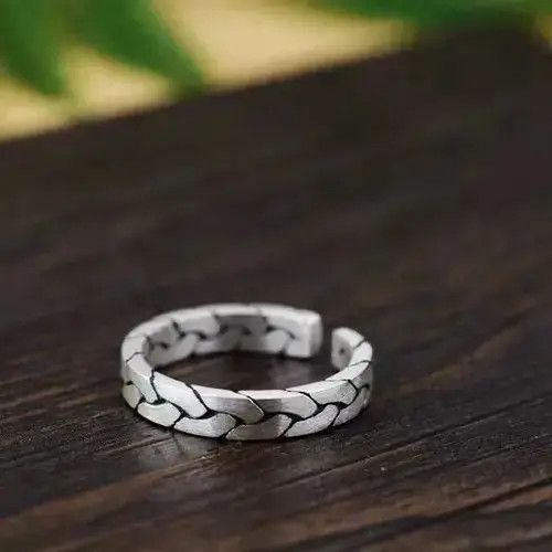 Japanese Brand Sterling Silver S990 knitting adjustable Silver Ring Size ONE SIZE - 3 Thumbnail