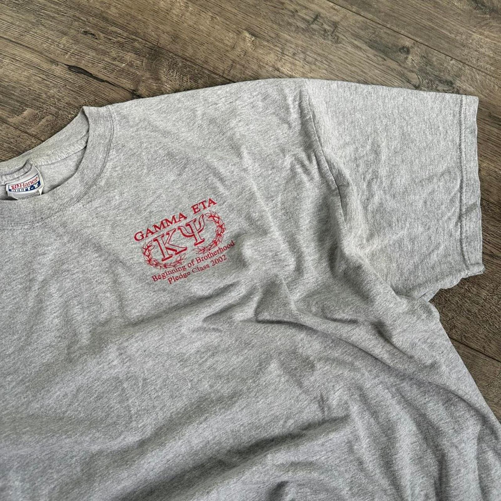 Vintage Vintage Y2K Frat Fraternity Gamma Graphic Hanes Beefy Shirt Size US XXL / EU 58 / 5 - 2 Thumbnail