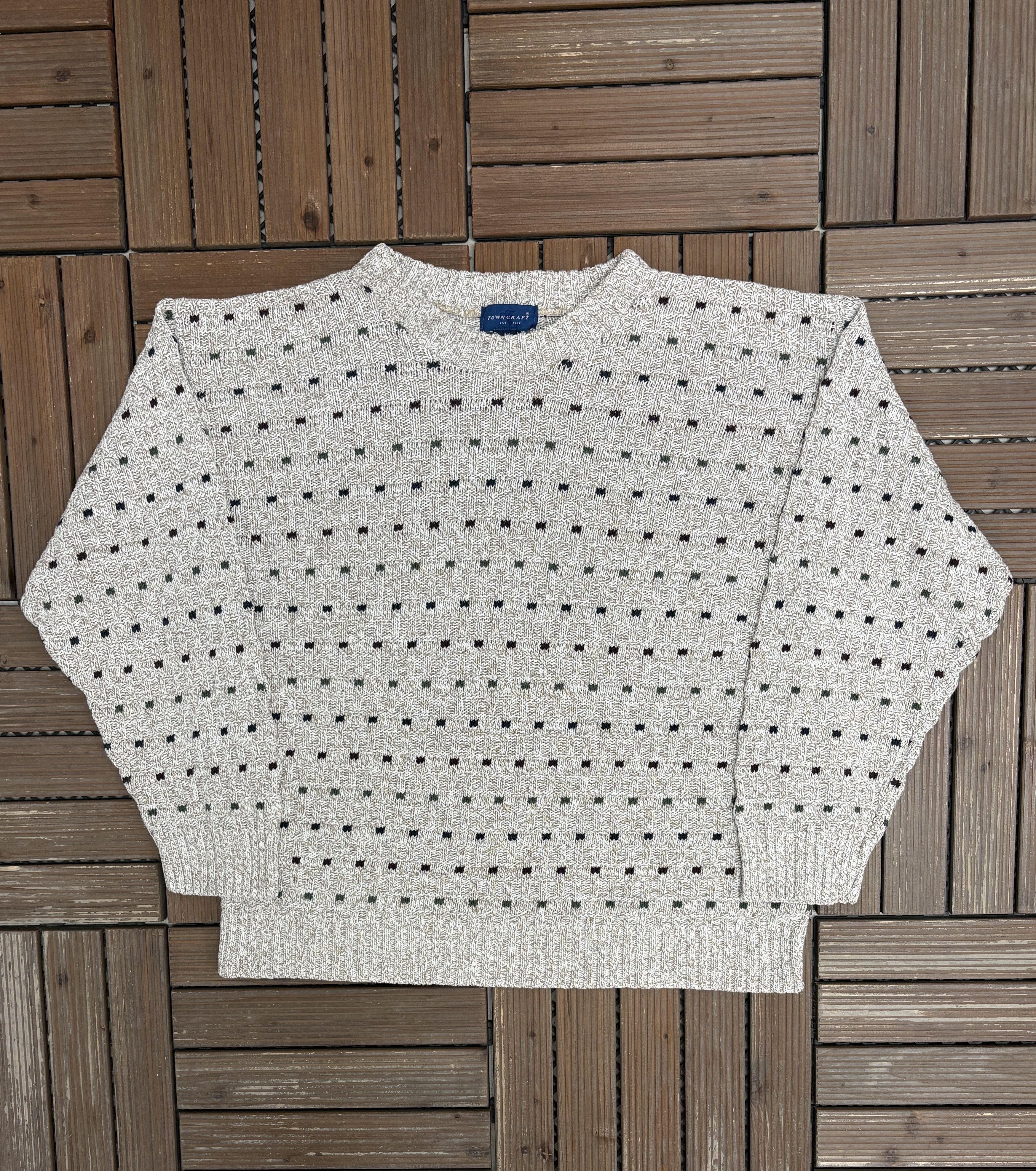 Vintage Towncraft Dotted Vintage Made in USA Grey Knit Sweater Size US L / EU 52-54 / 3 - 1 Thumbnail