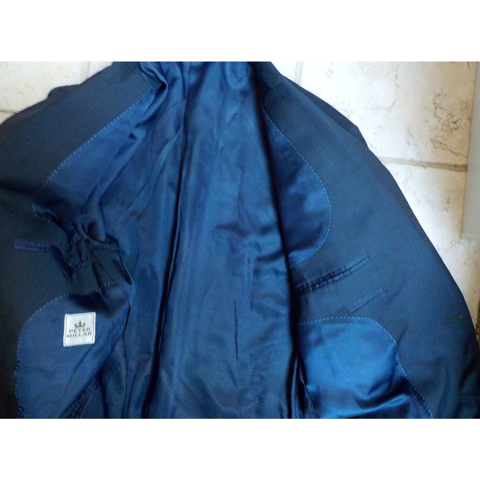 Peter Millar VINTAGE Peter Millar Blazer 2 Button Blue Tonal Stripe SZ 44R Regular Mens Jacket Size 44R - 7 Thumbnail